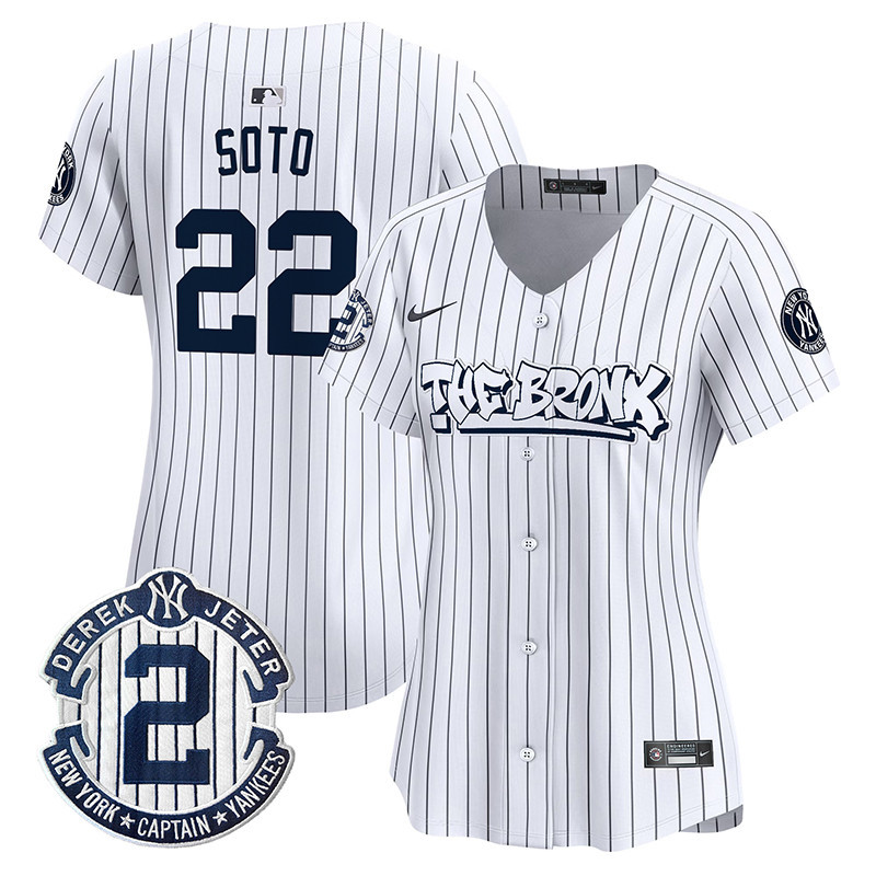 Women's Juan Soto New York Yankees The Bronx Graffiti Vapor Premier Limited Pinstripe Jersey - All Stitched
