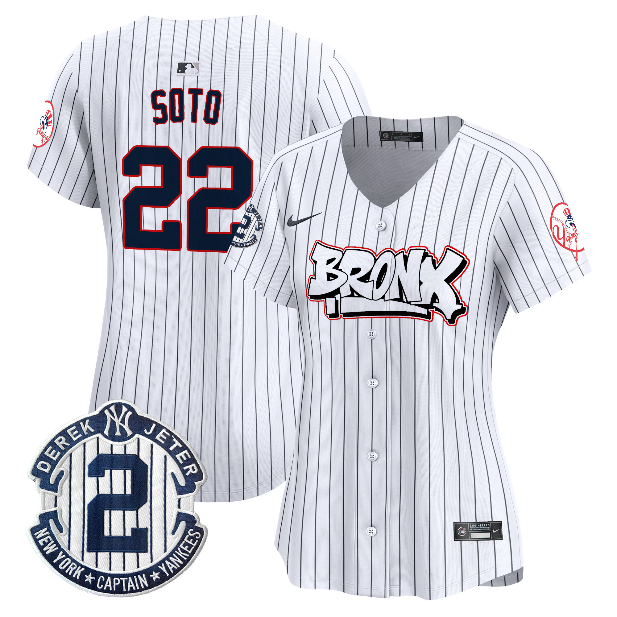 Women's Juan Soto New York Yankees The Bronx Graffiti Vapor Premier Limited Pinstripe Jersey V4 - All Stitched