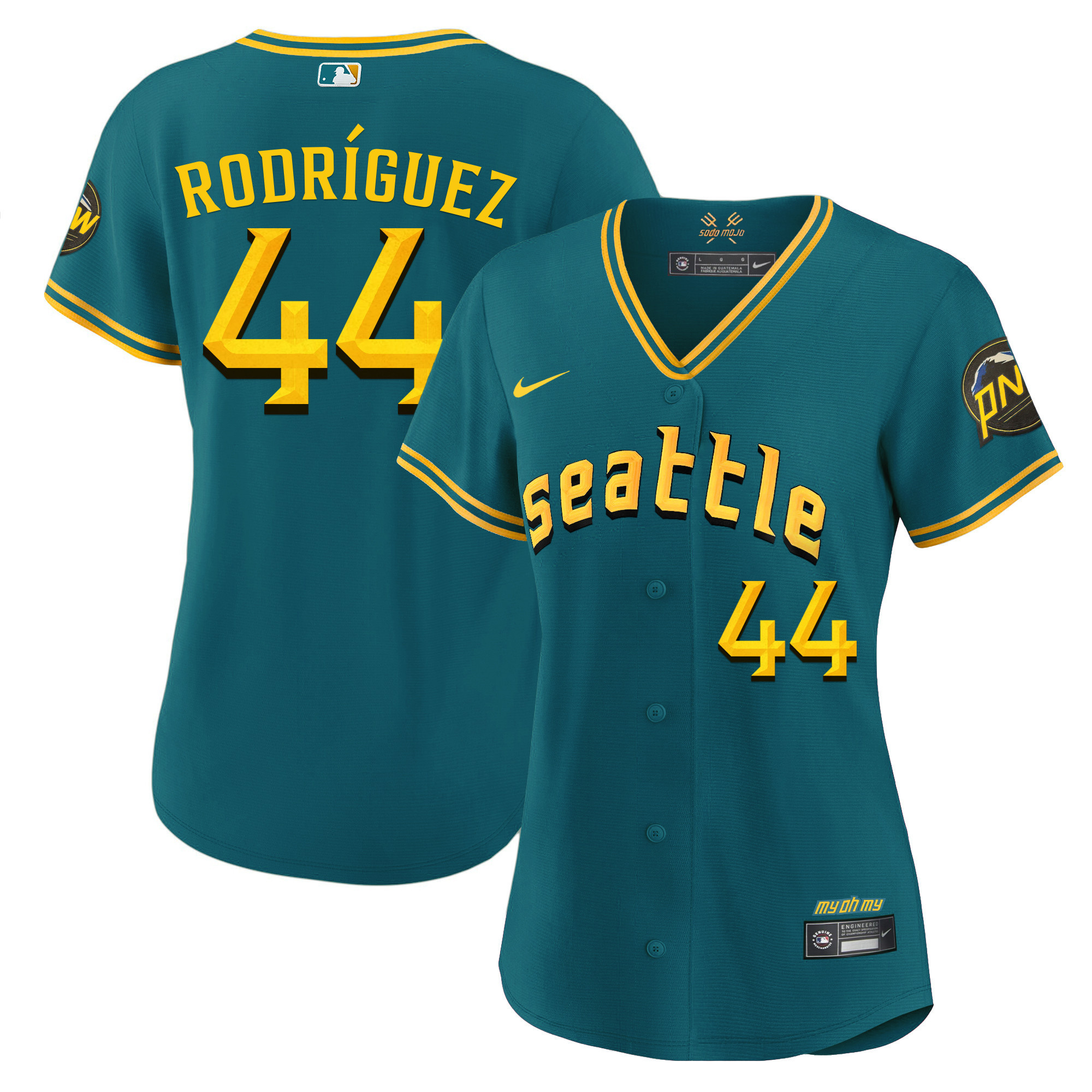 Women's Julio Rodriguez Seattle Mariners 2023 City Connect Fan Made Aqua Jersey - All Stitched