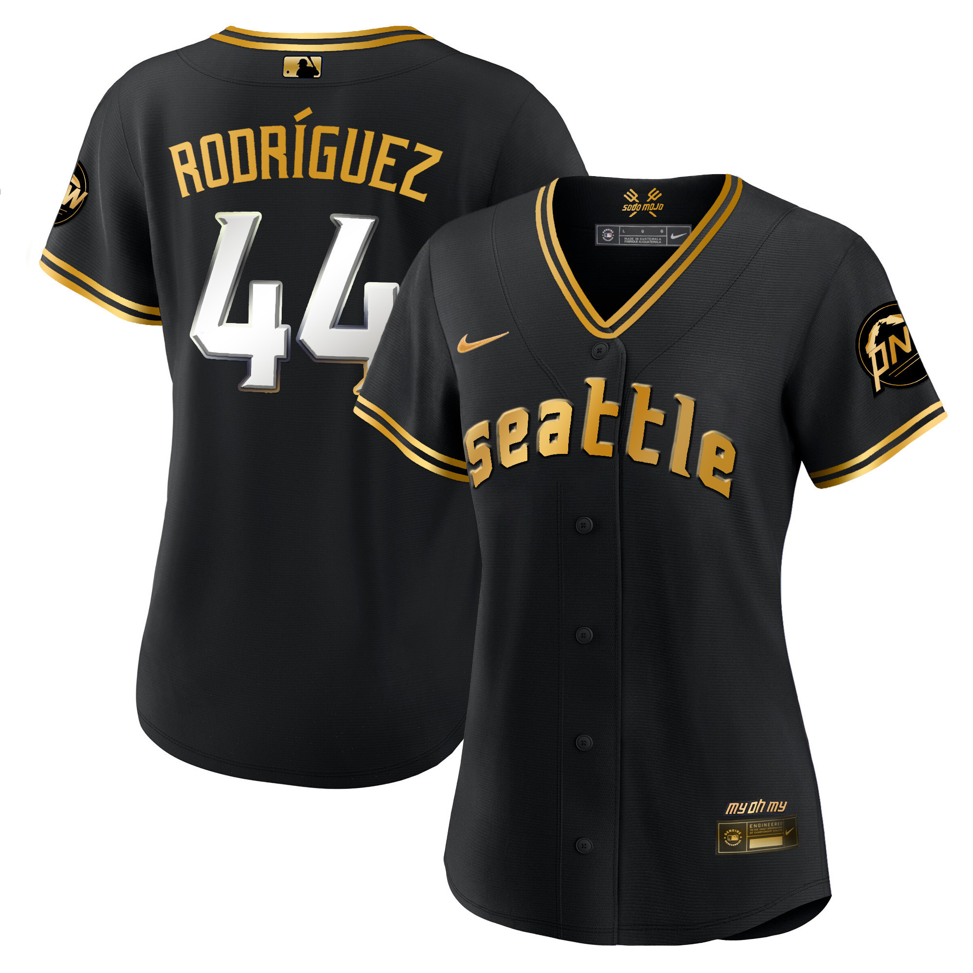 Women's Julio Rodriguez Seattle Mariners 2023 City Connect Gold Black Gold Jersey - All Stitched