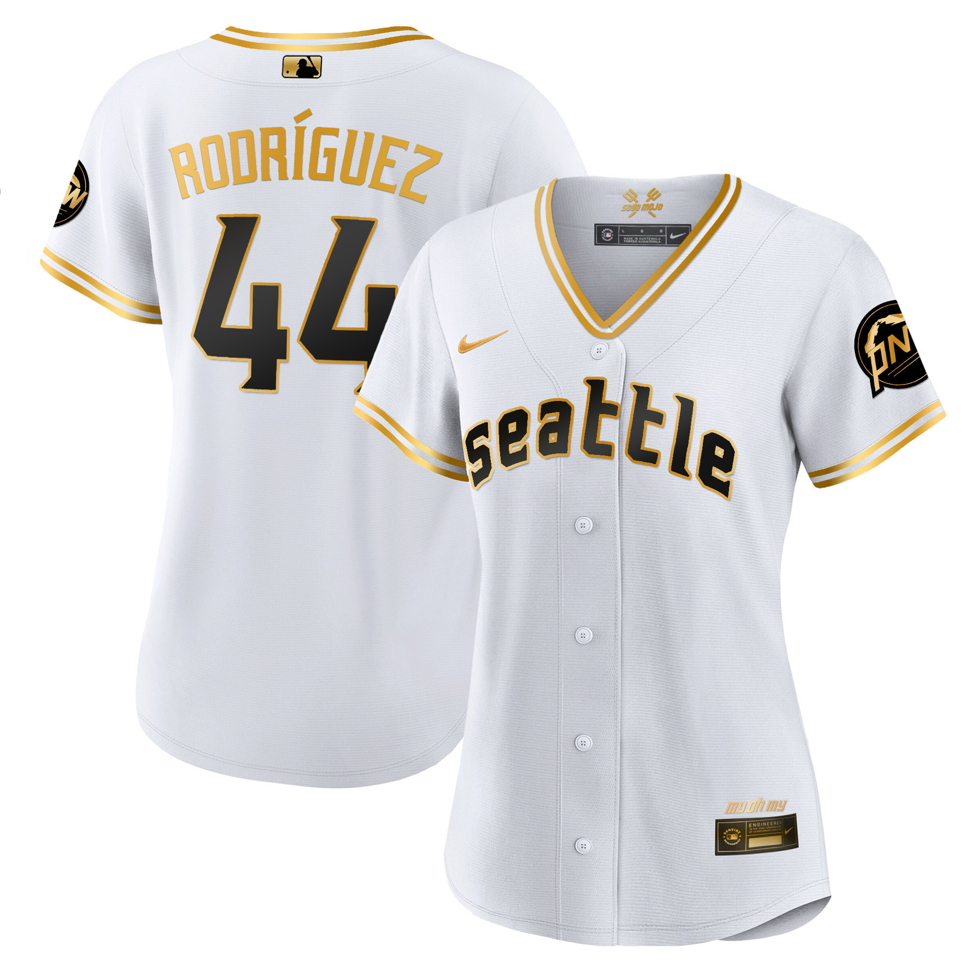 Women's Julio Rodriguez Seattle Mariners 2023 City Connect Gold White Gold Jersey - All Stitched