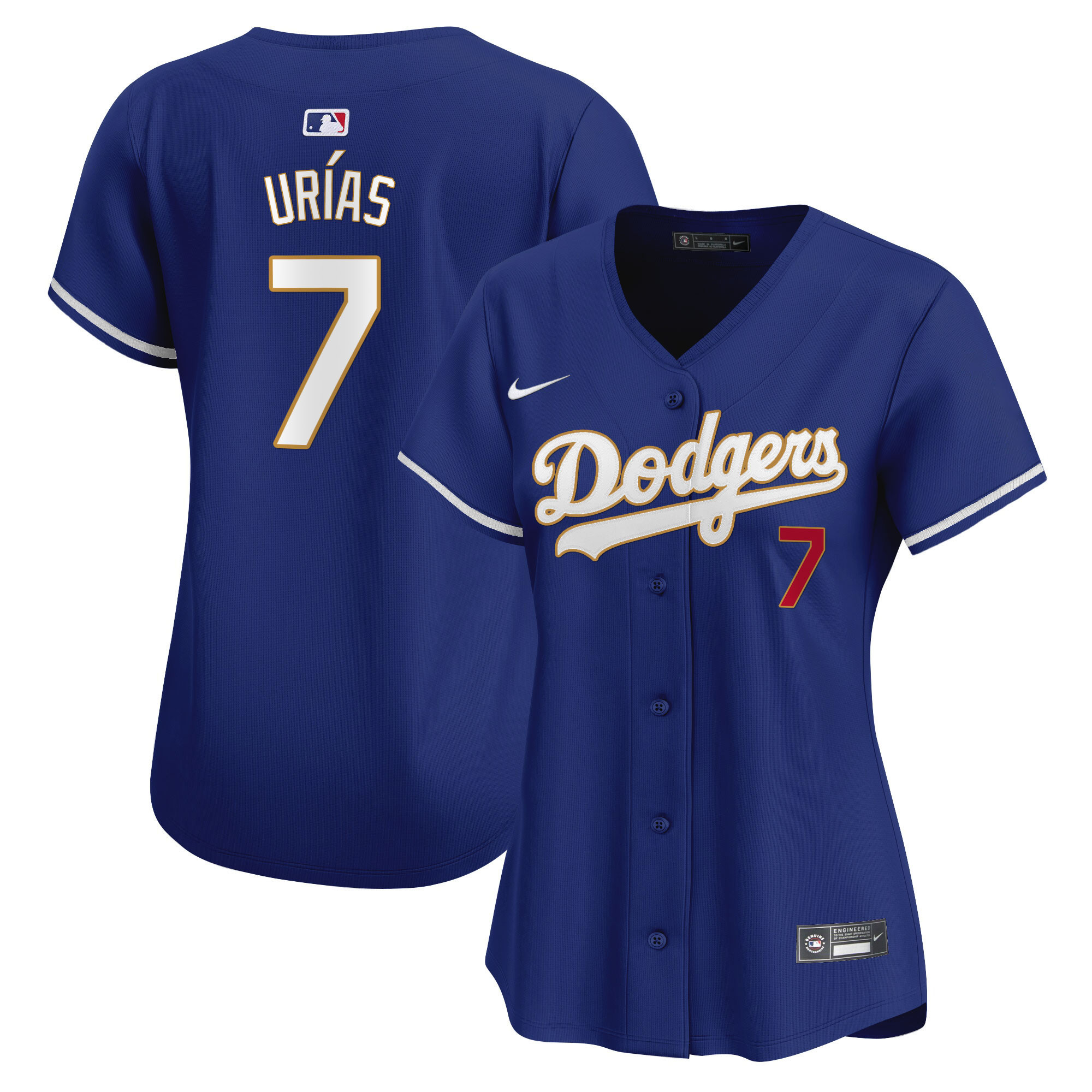 Women's Julio UrÌas Los Angeles Dodgers Gold Trim Vapor Premier Limited Royal Jersey - All Stitched