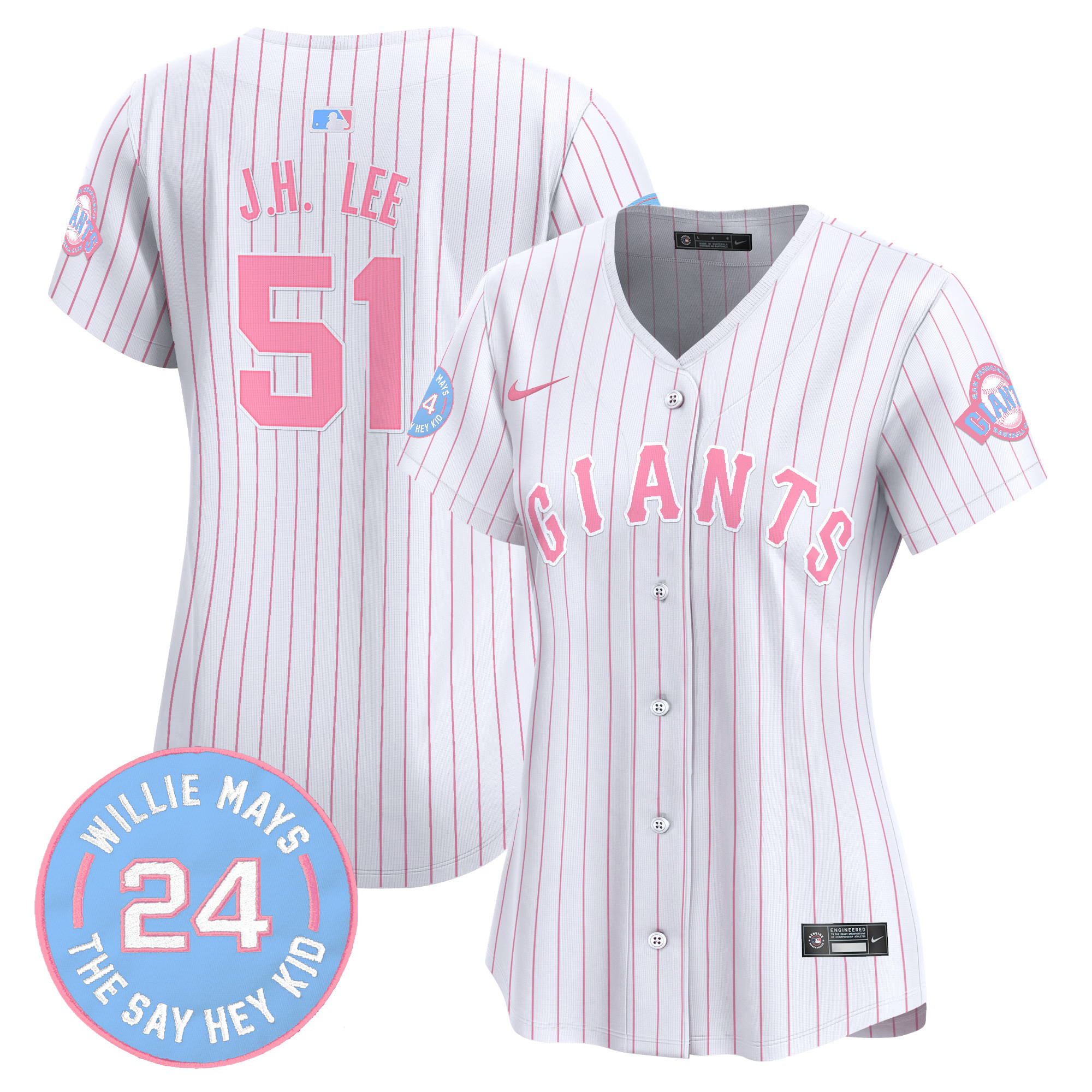 Women's Jung Hoo Lee Unisex San Francisco Giants Bubblegum Pink Vapor Premier Limited Pinstripe Jersey - All Stitched