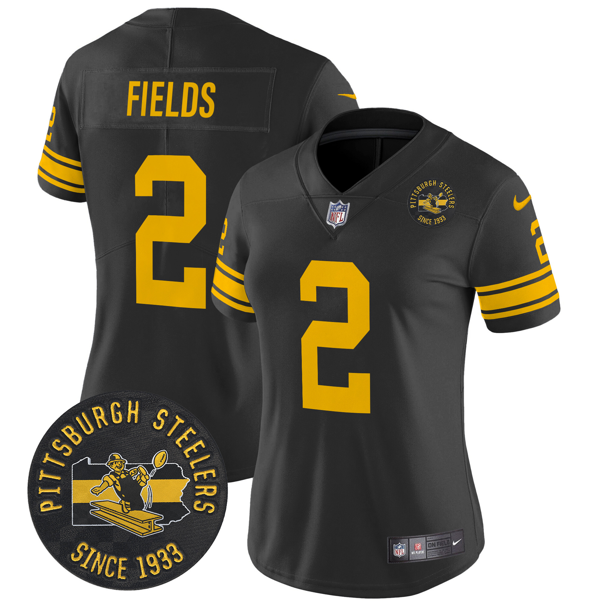 Women's Justin Fields Pittsburgh Steelers Throwback 1962 Vapor Limited Black Jersey - All Stitched