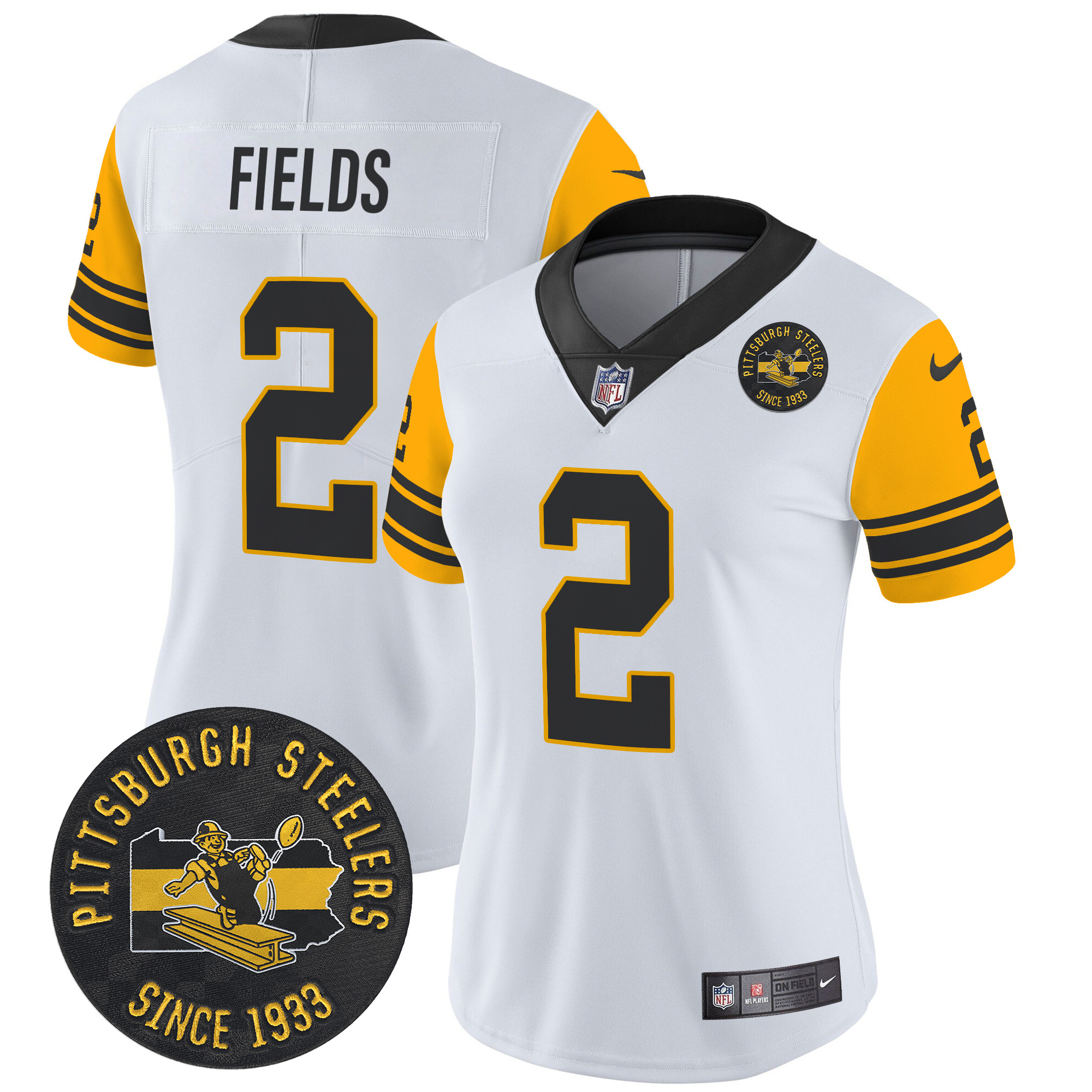 Women's Justin Fields Pittsburgh Steelers Throwback 1962 Vapor Limited White Jersey - All Stitched