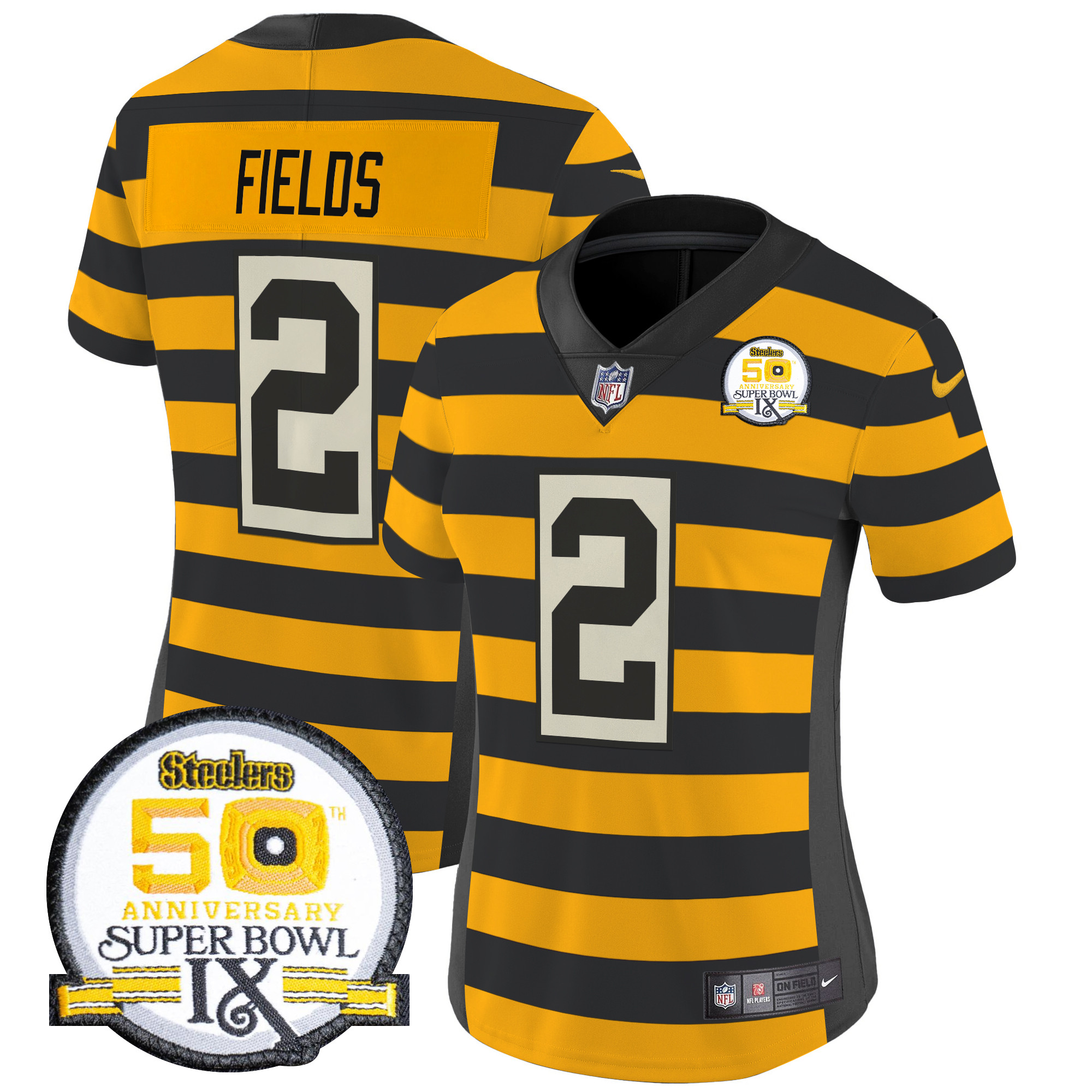 Women's Justin Fields Pittsburgh Steelers Throwback 2024 Vapor Limited Bumble Bee Jersey - All Stitched
