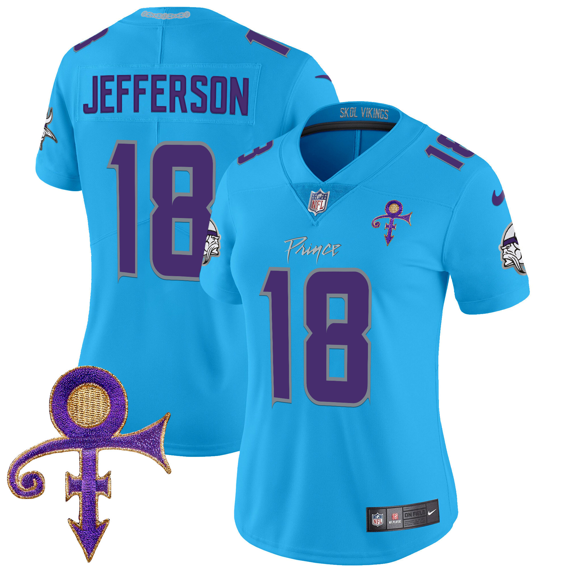Women's Justin Jefferson Minnesota Vikings 2024 Prince Vapor Limited Light Blue Jersey - All Stitched