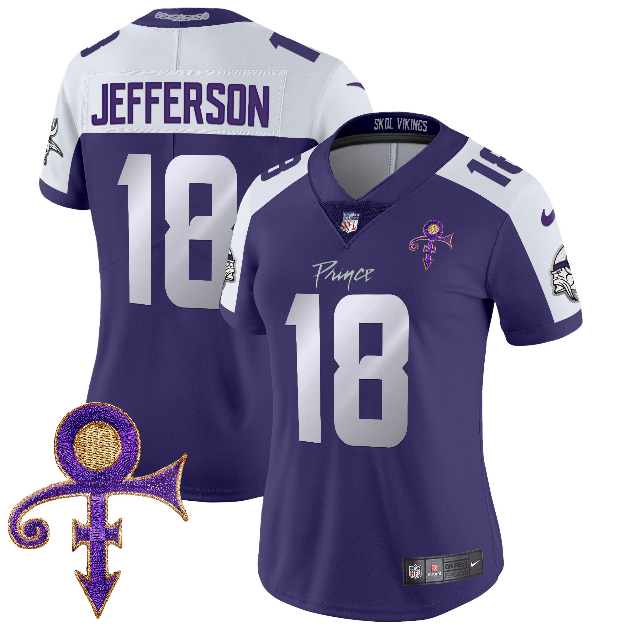 Women's Justin Jefferson Minnesota Vikings 2024 Prince Vapor Limited Purple Alternate Jersey - All Stitched