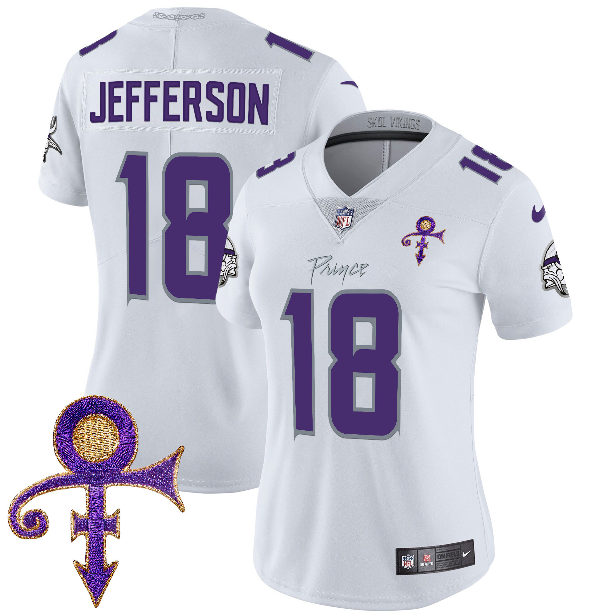 Women's Justin Jefferson Minnesota Vikings 2024 Prince Vapor Limited White Limited Jersey - All Stitched