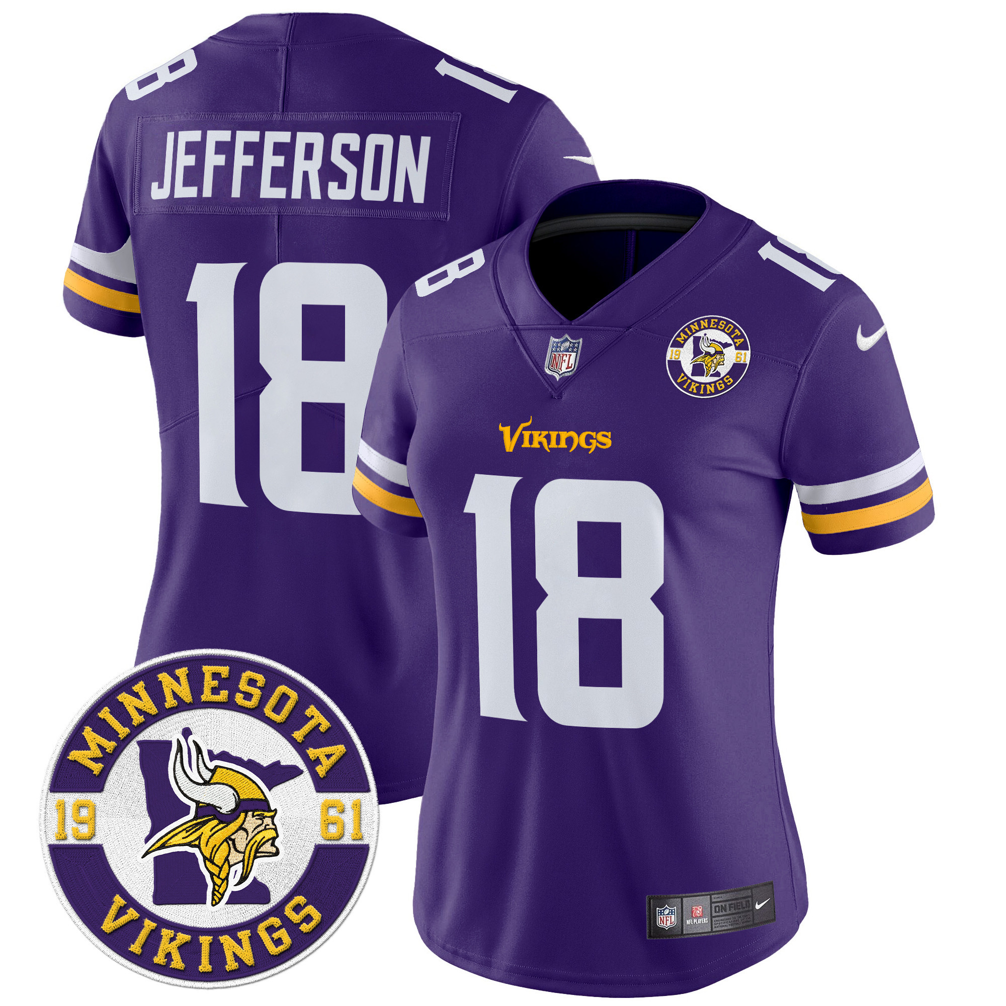 Women's Justin Jefferson Minnesota Vikings 2024 Vapor Limited Purple Jersey - All Stitched
