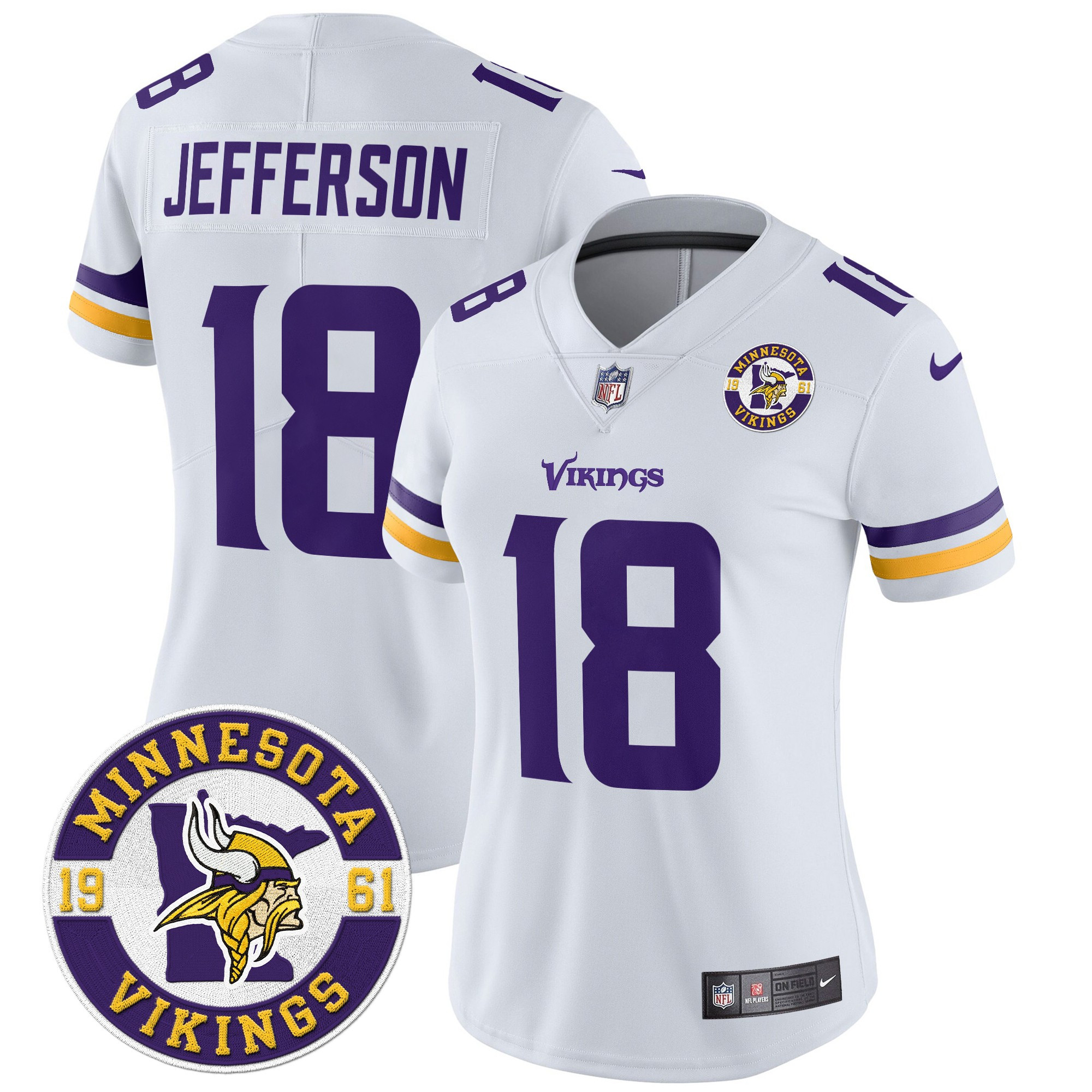 Women's Justin Jefferson Minnesota Vikings 2024 Vapor Limited White Jersey - All Stitched