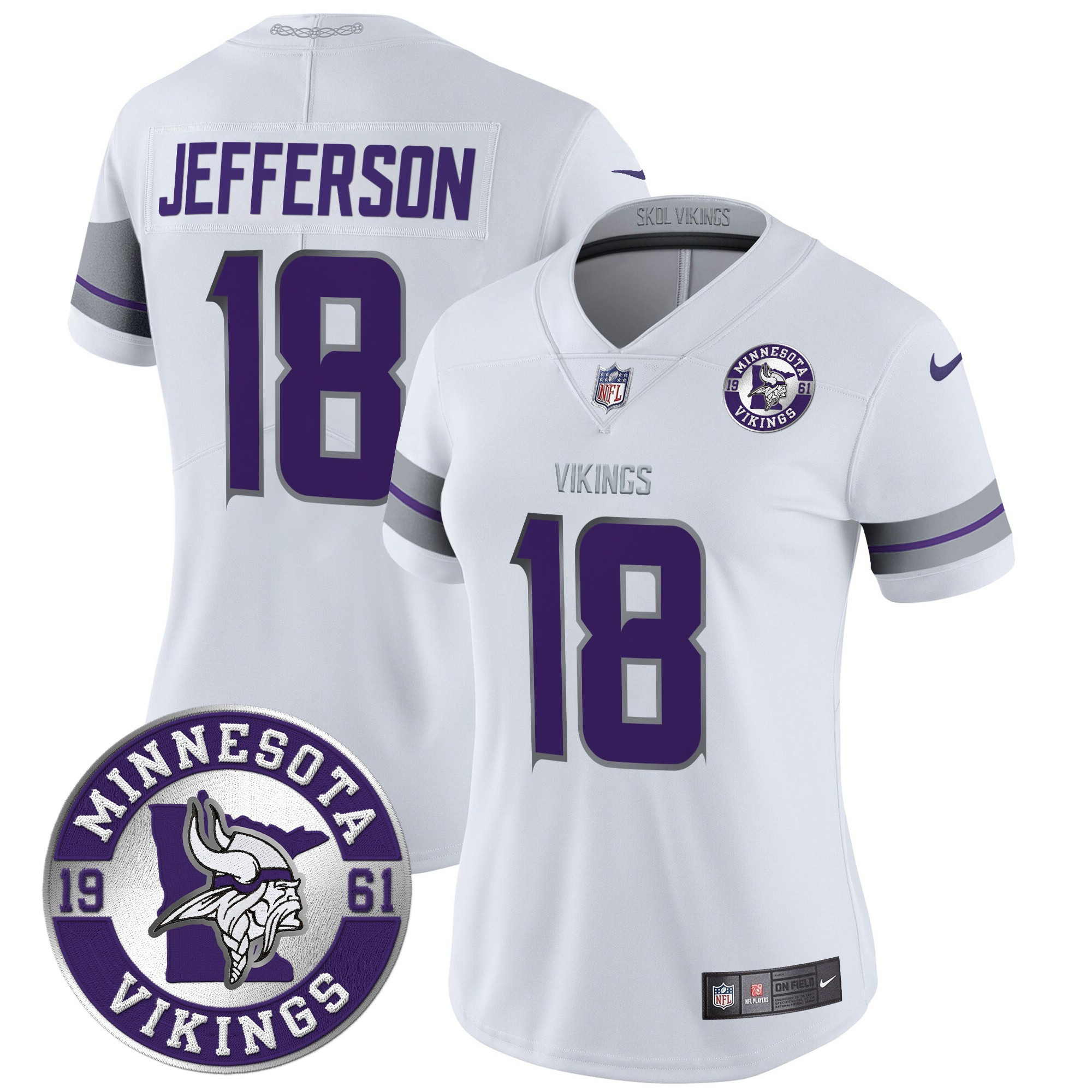 Women's Justin Jefferson Minnesota Vikings 2024 Vapor Limited White Jersey - All Stitched