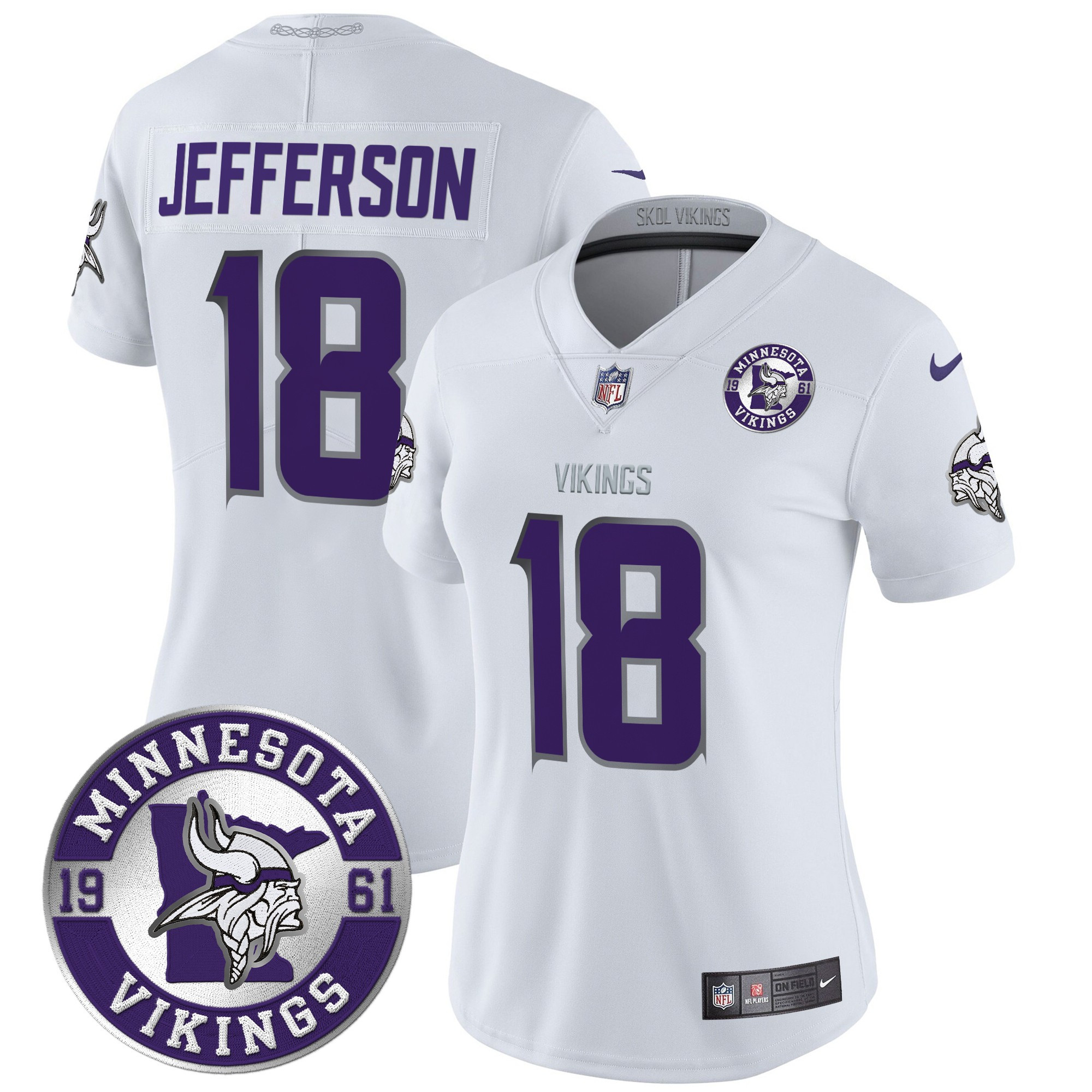 Women's Justin Jefferson Minnesota Vikings 2024 Vapor Limited Winter Warrior Jersey - All Stitched