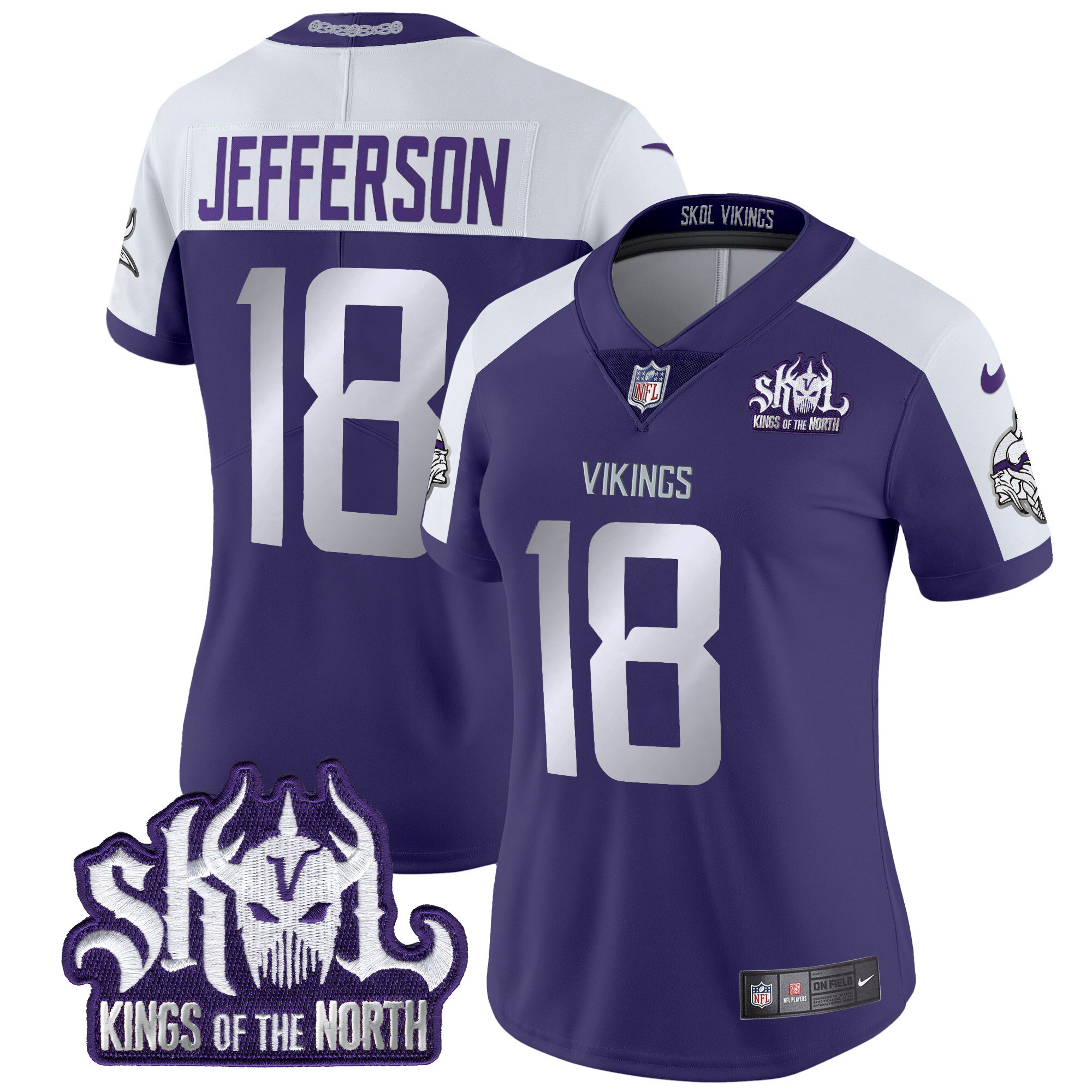 Women's Justin Jefferson Minnesota Vikings 2024 Winter Warrior Skol Patch Vapor Limited Purple Alternate Jersey - All Stitched