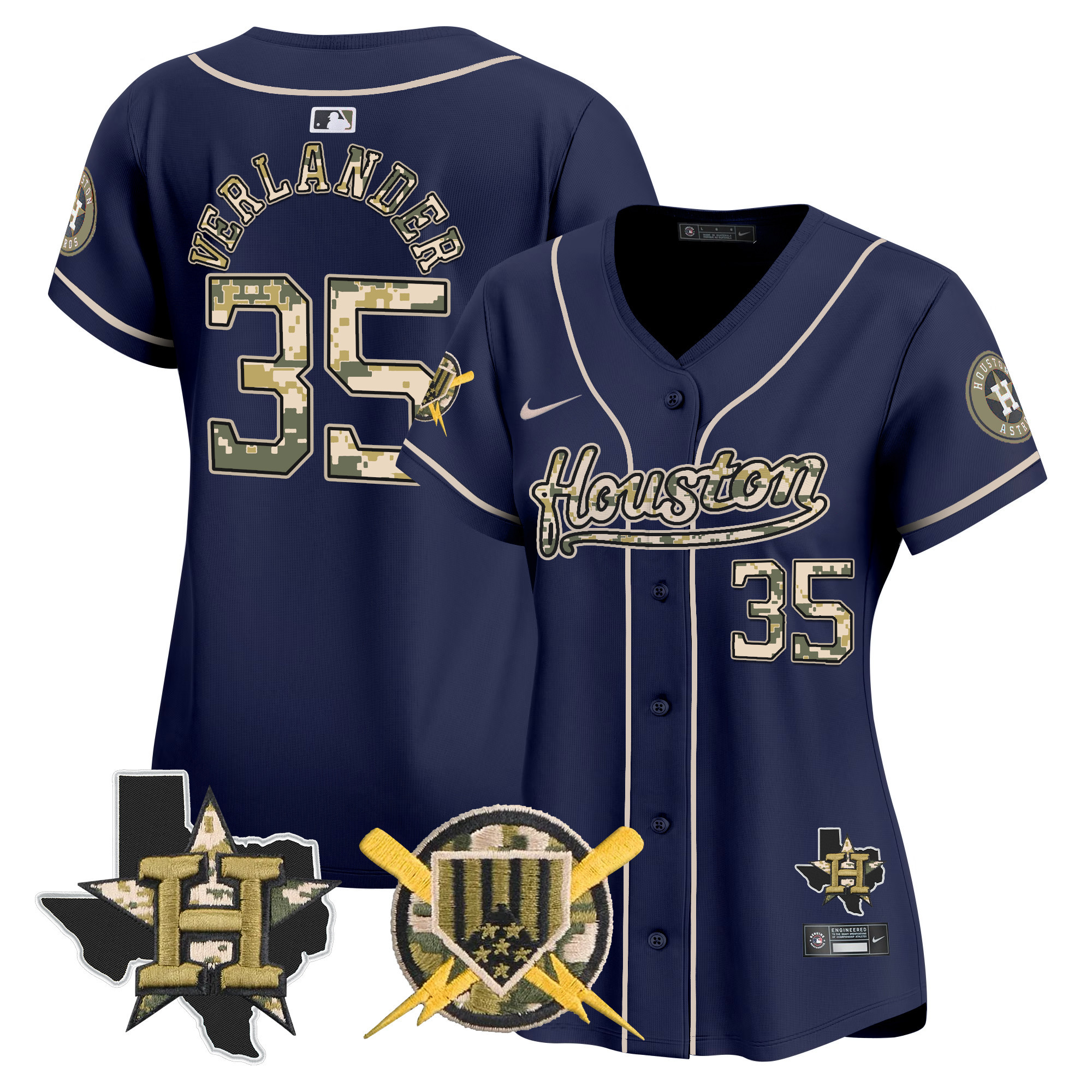 Women's Justin Verlander Houston Astros Armed Forces Day Vapor Premier Limited Navy Jersey - All Stitched