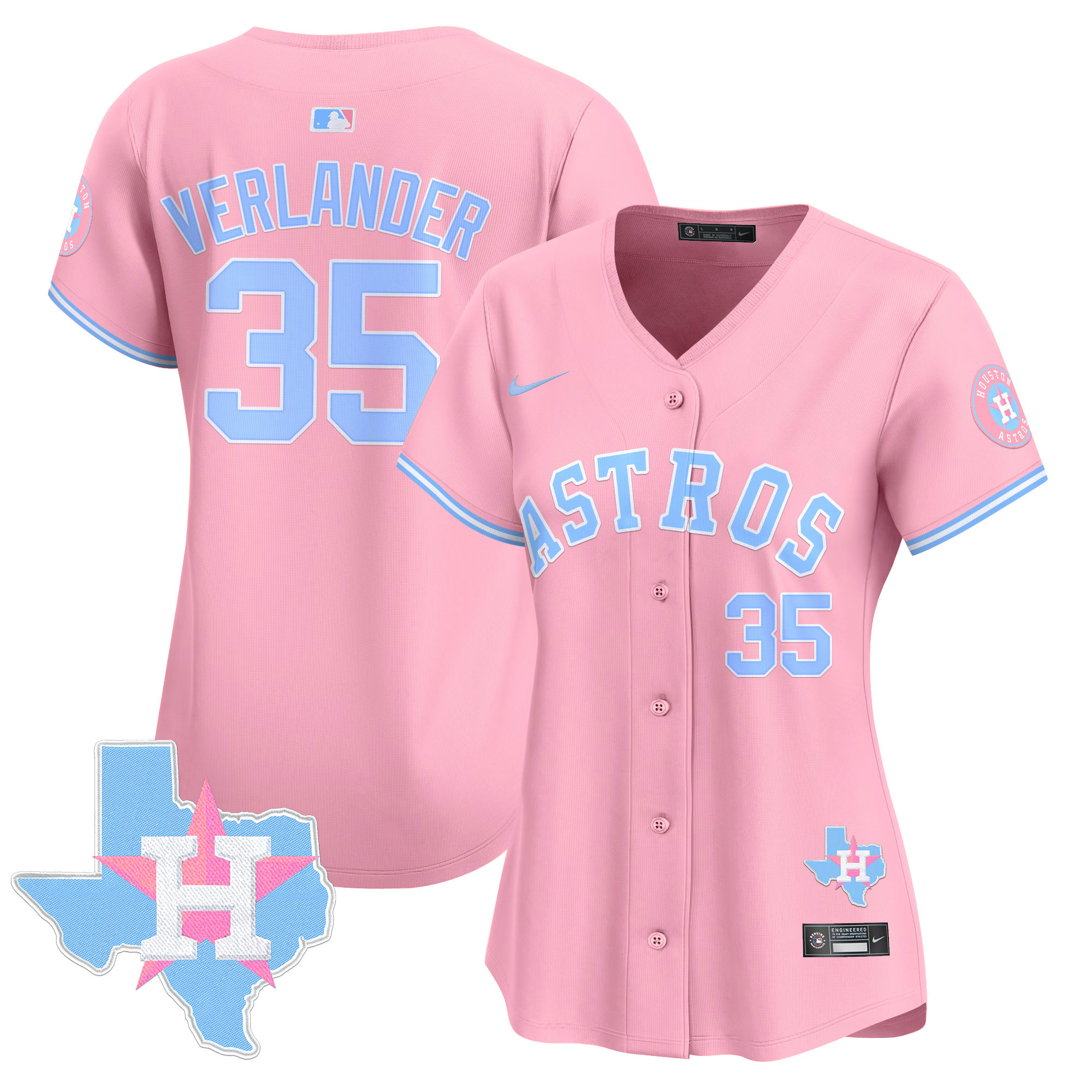 Women's Justin Verlander Houston Astros Bubblegum Pink Vapor Premier Limited Pink Jersey - All Stitched