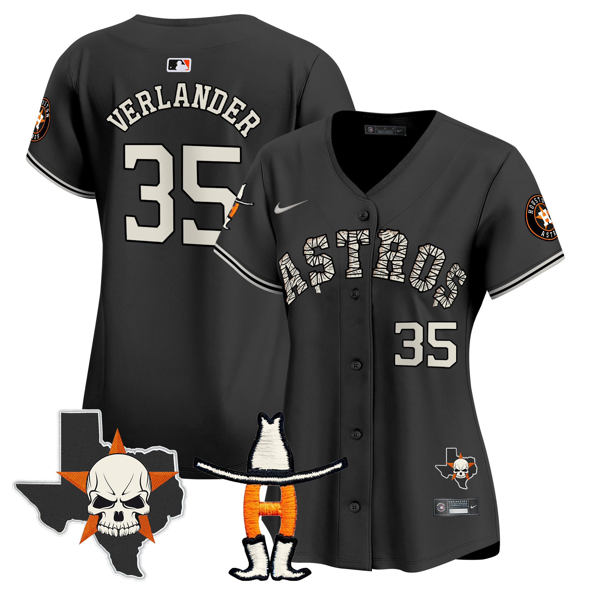 Women's Justin Verlander Houston Astros Halloween Vapor Premier Limited Black Jersey - All Stitched