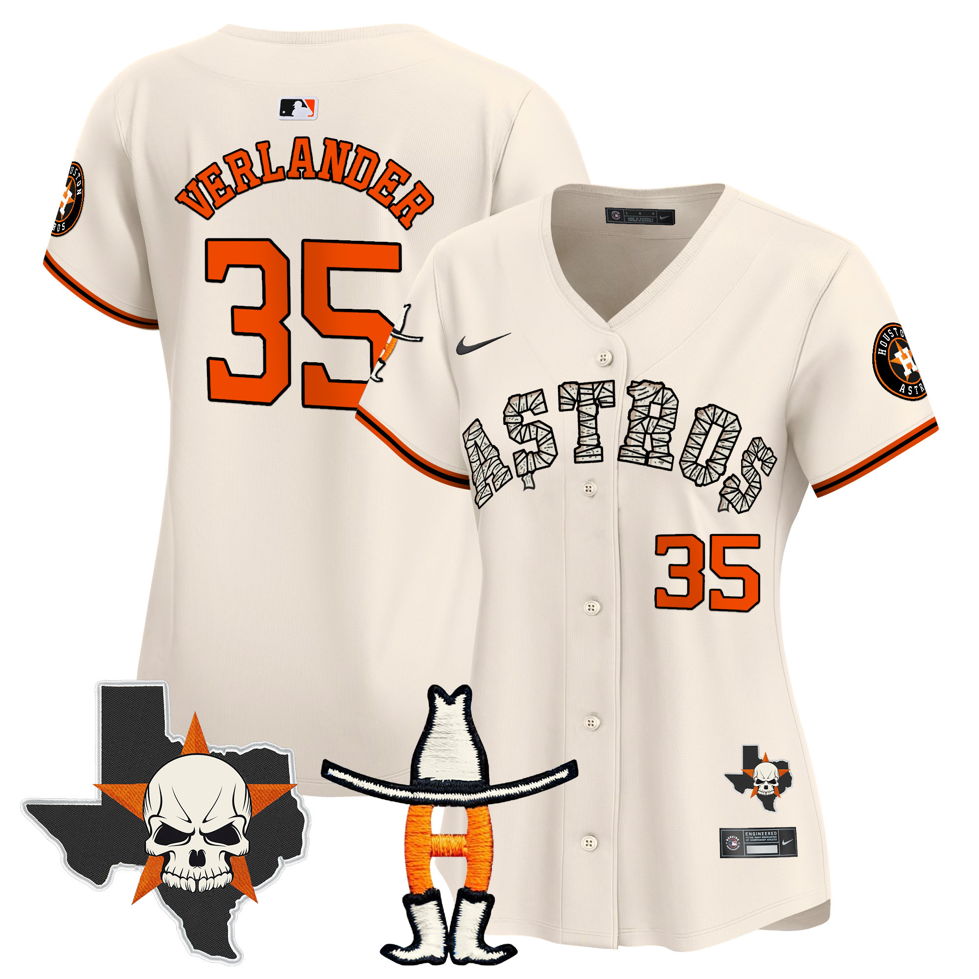 Women's Justin Verlander Houston Astros Halloween Vapor Premier Limited Cream Jersey - All Stitched