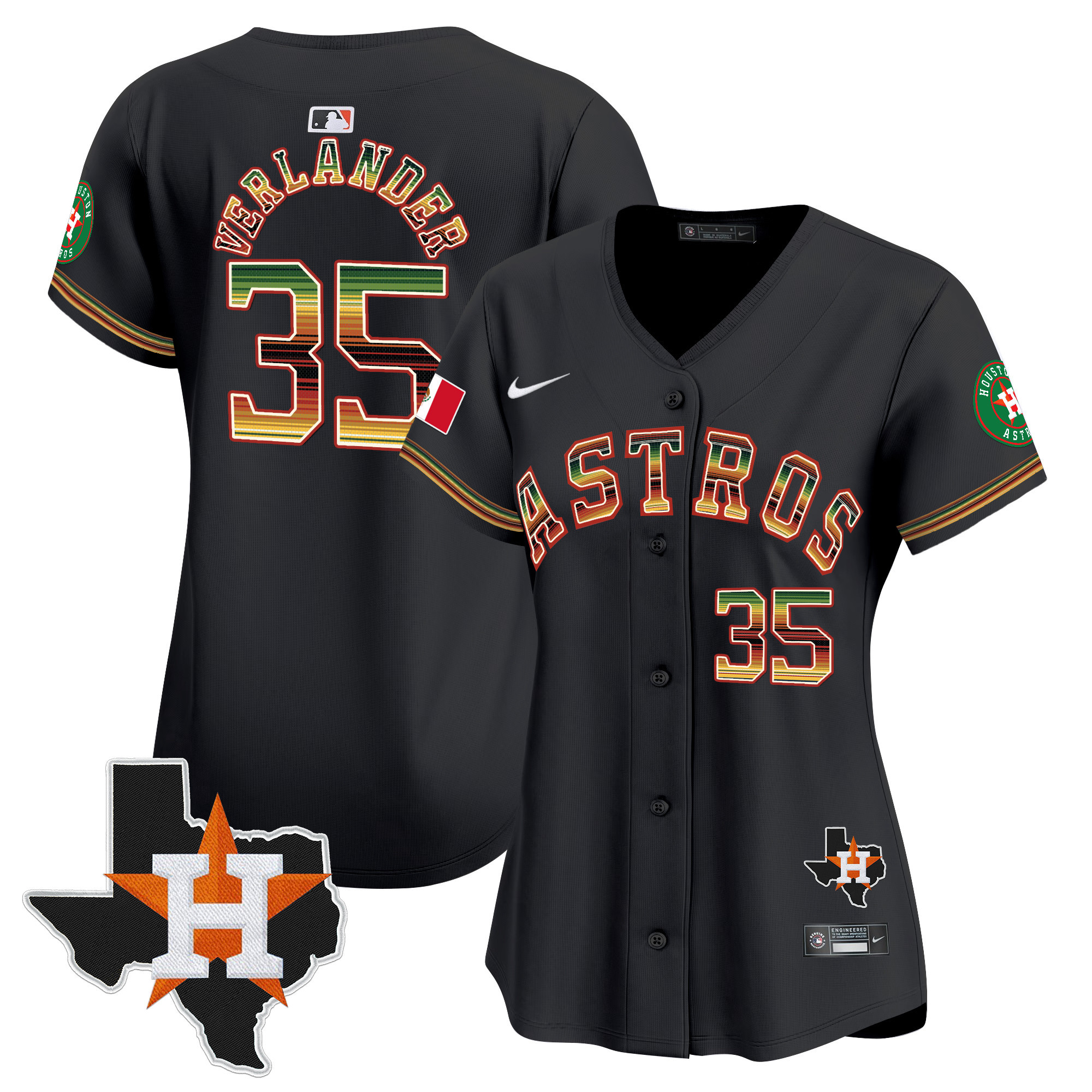 Women's Justin Verlander Houston Astros Mexico Traditional Style Vapor Premier Limited Black Jersey - All Stitched