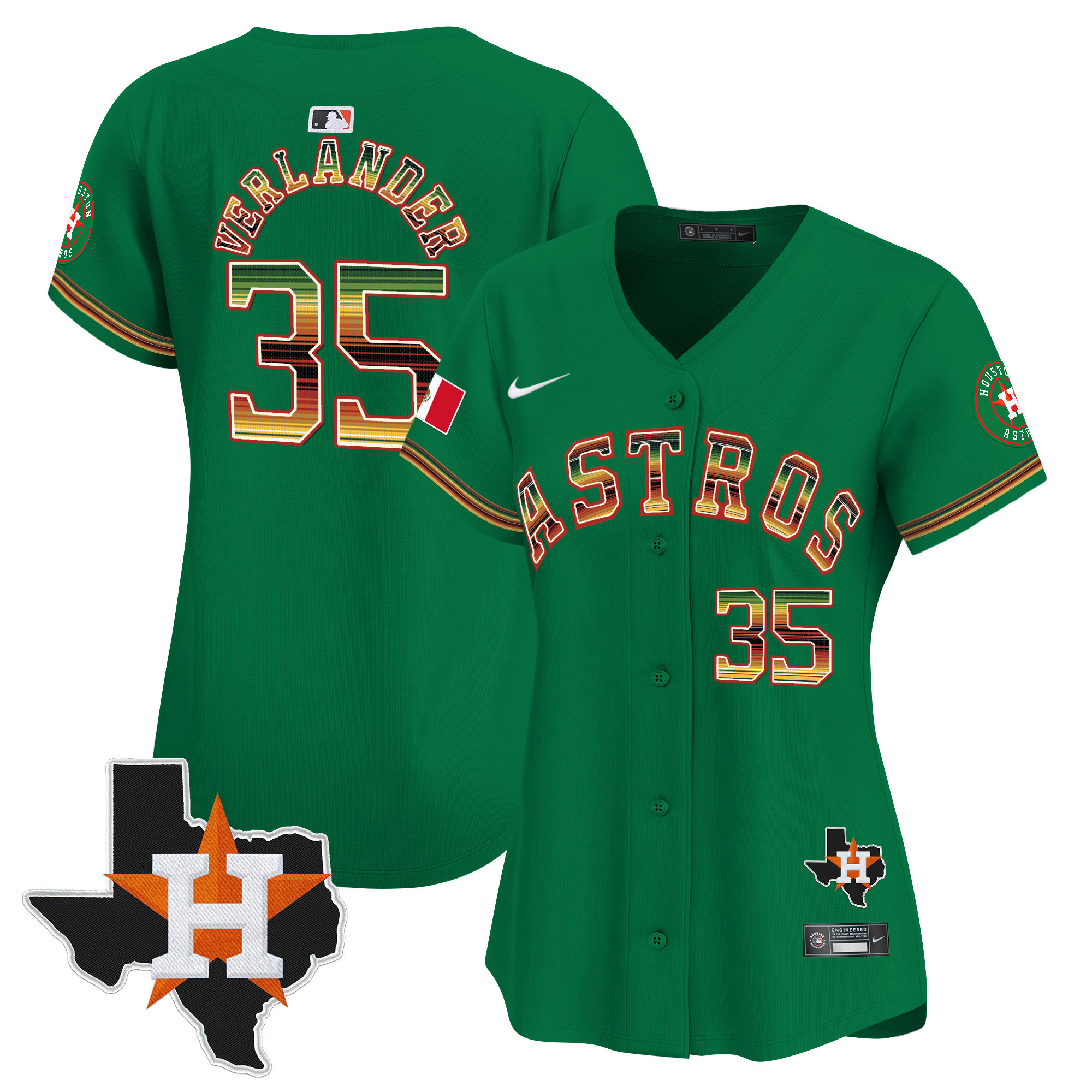 Women's Justin Verlander Houston Astros Mexico Traditional Style Vapor Premier Limited Green Jersey - All Stitched
