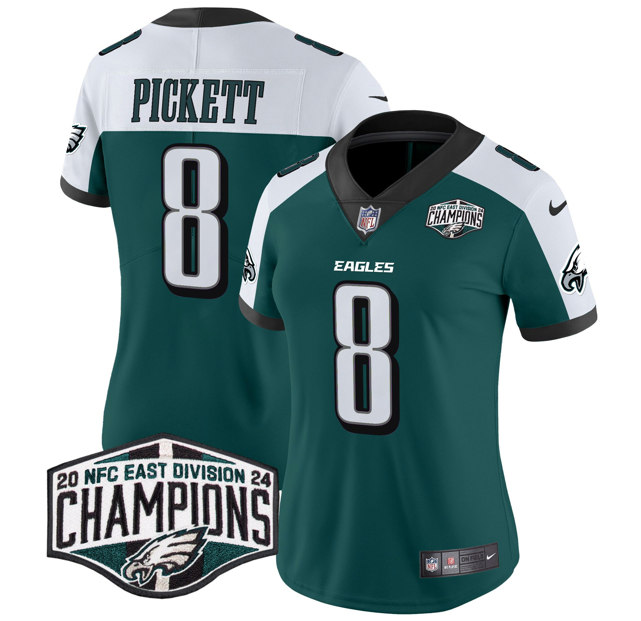 Women's Kenny Pickett Philadelphia Eagles 2024 NFC East Division Champions Vapor Limited Green Alternate Jersey - All Stitched