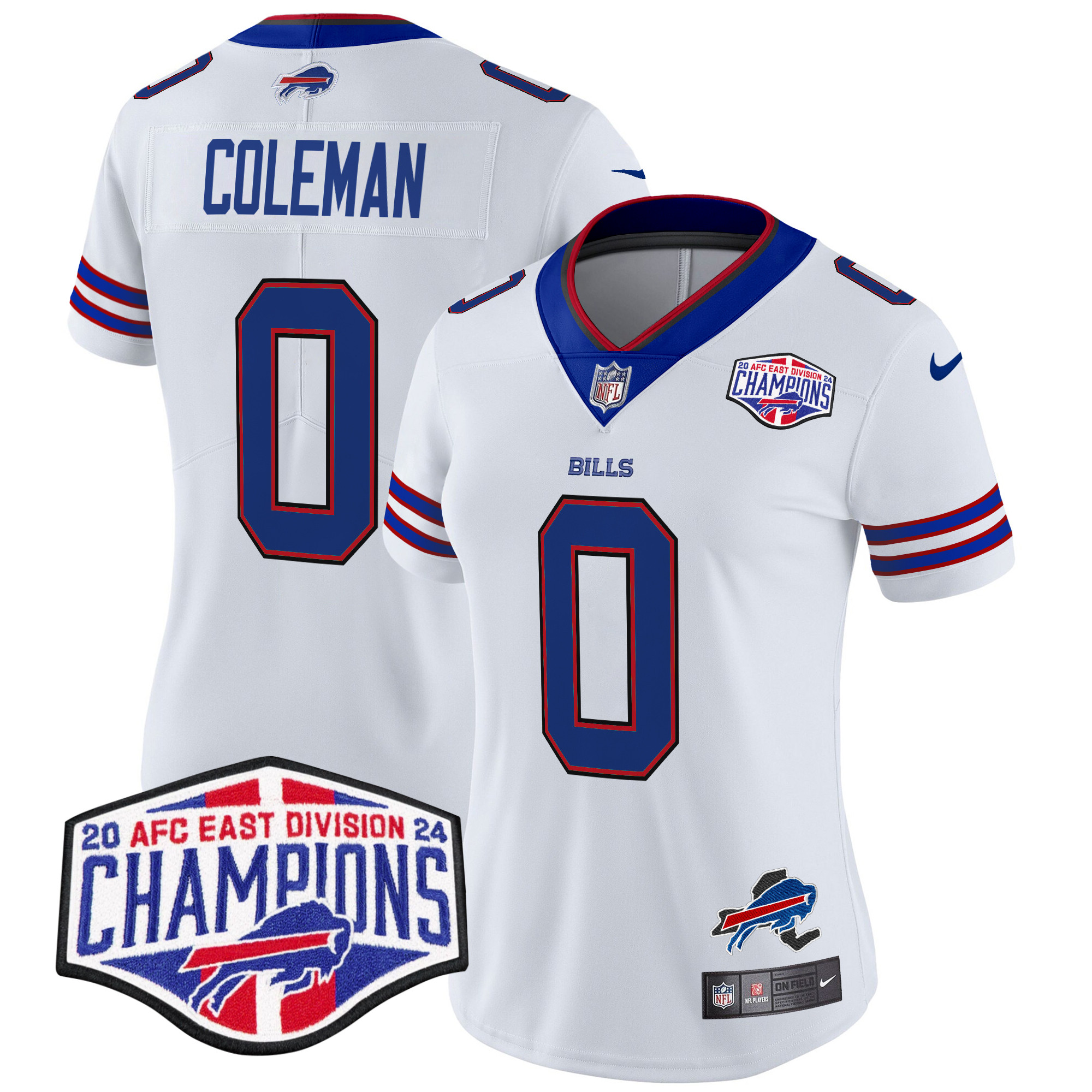 Women's Keon Coleman Buffalo Bills 2024 AFC East Division Champions Vapor Limited White Jersey - All Stitched