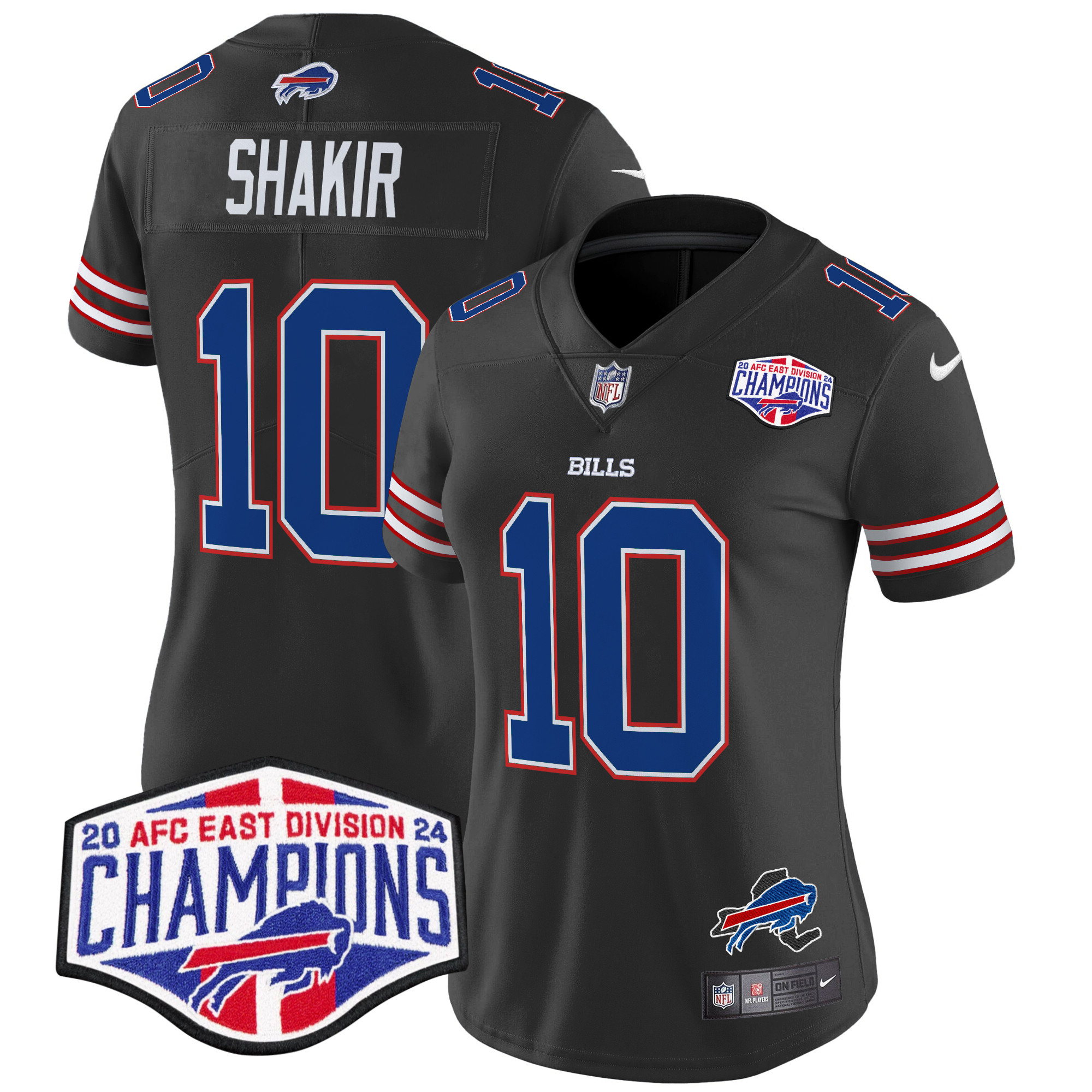 Women's Khalil Shakir Buffalo Bills 2024 AFC East Division Champions Vapor Limited Black Jersey - All Stitched