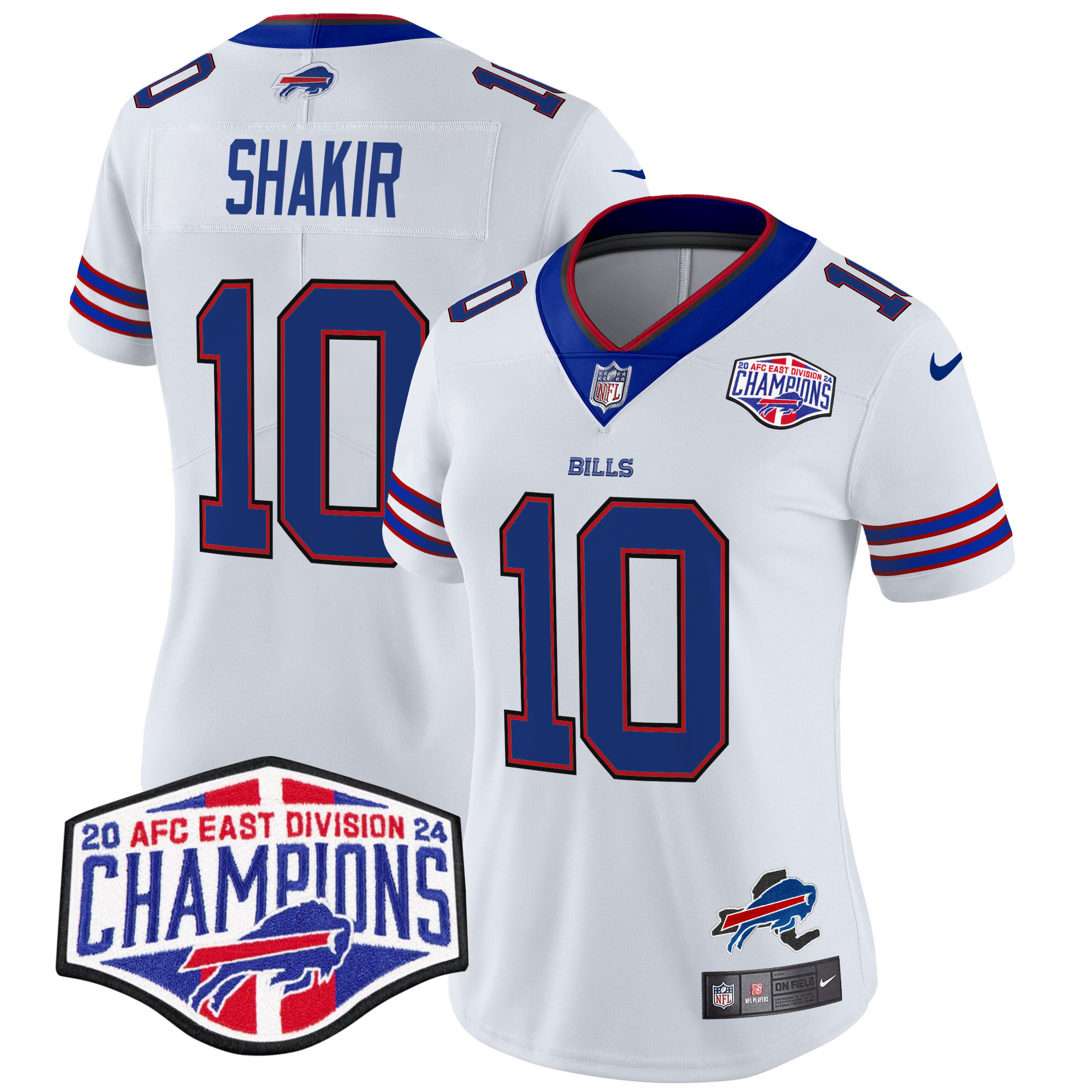 Women's Khalil Shakir Buffalo Bills 2024 AFC East Division Champions Vapor Limited White Jersey - All Stitched