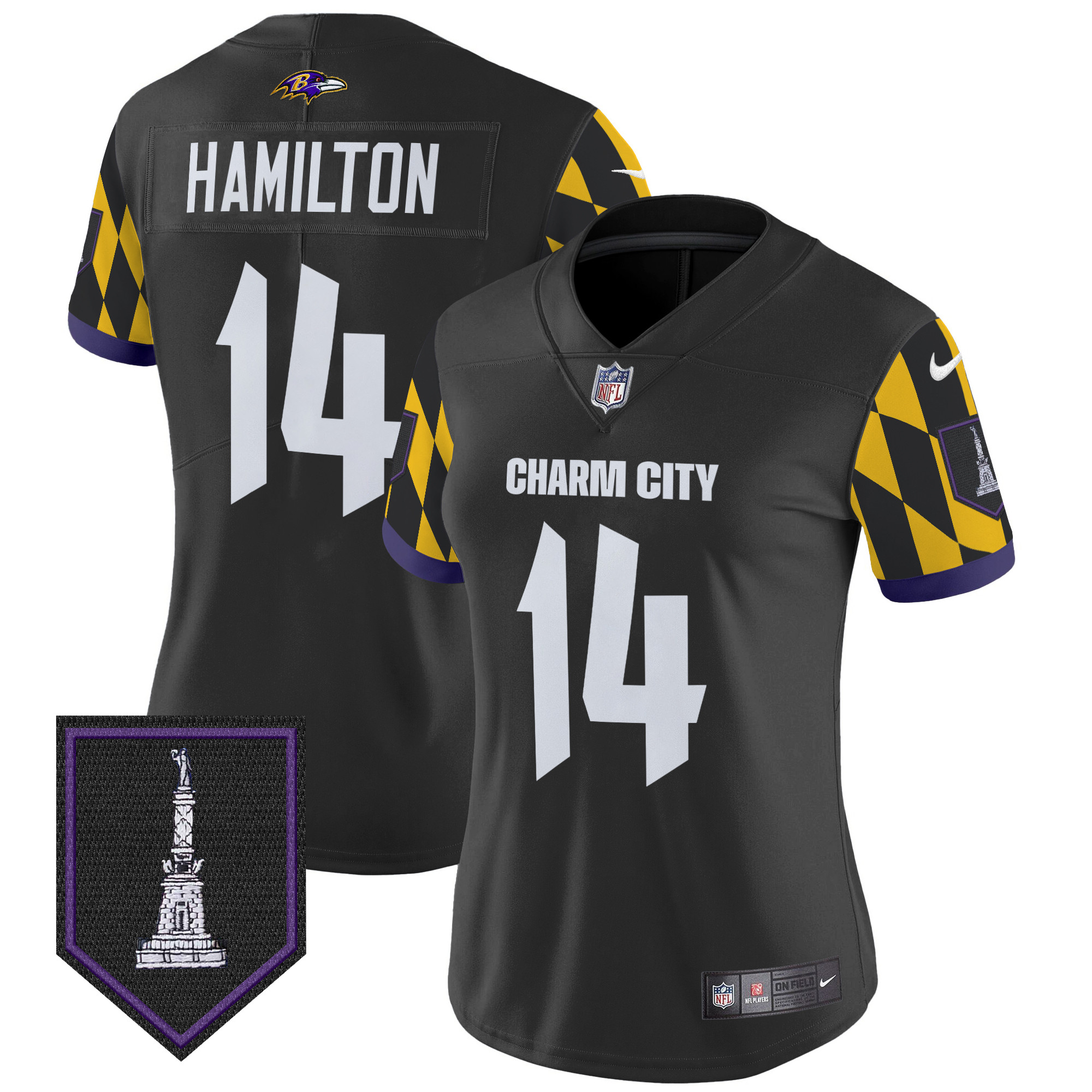 Women's Kyle Hamilton Baltimore Ravens City Edition Patch Vapor Limited Black Jersey - All Stitched