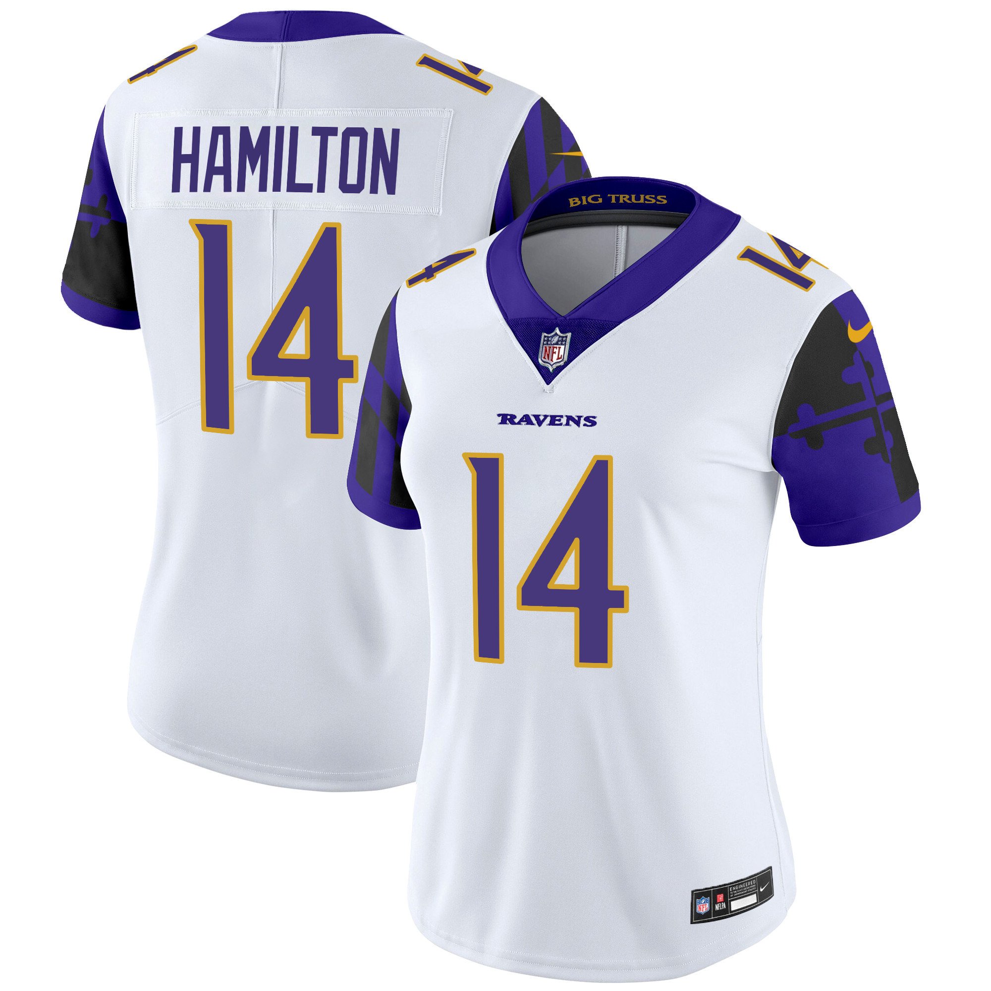 Women's Kyle Hamilton Baltimore Ravens Maryland Flag Vapor Limited White Jersey - All Stitched