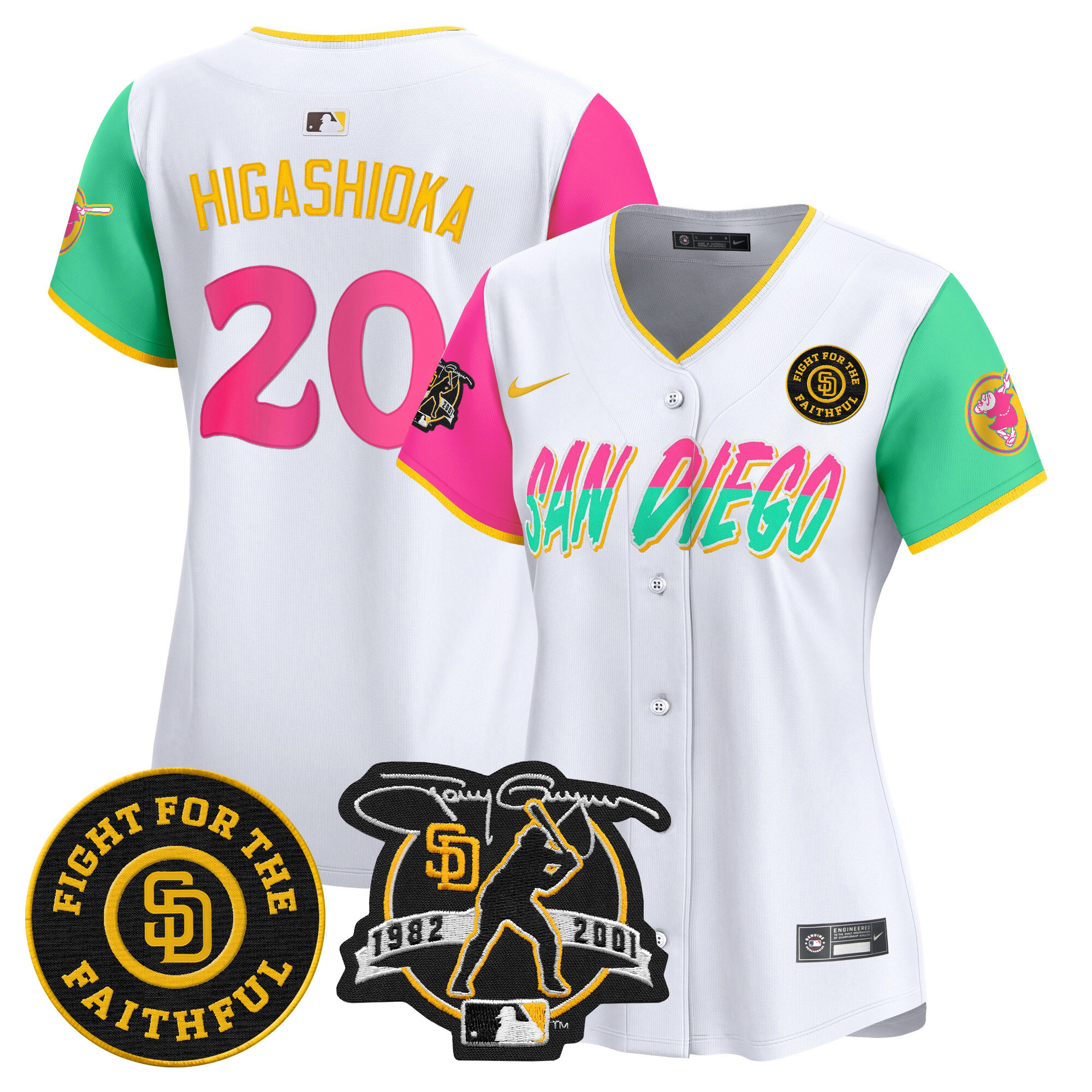 Women's Kyle Higashioka San Diego Padres Tony Gwynn & Faithful Patch Vapor Premier Limited City Connect Jersey ñ All Stitched