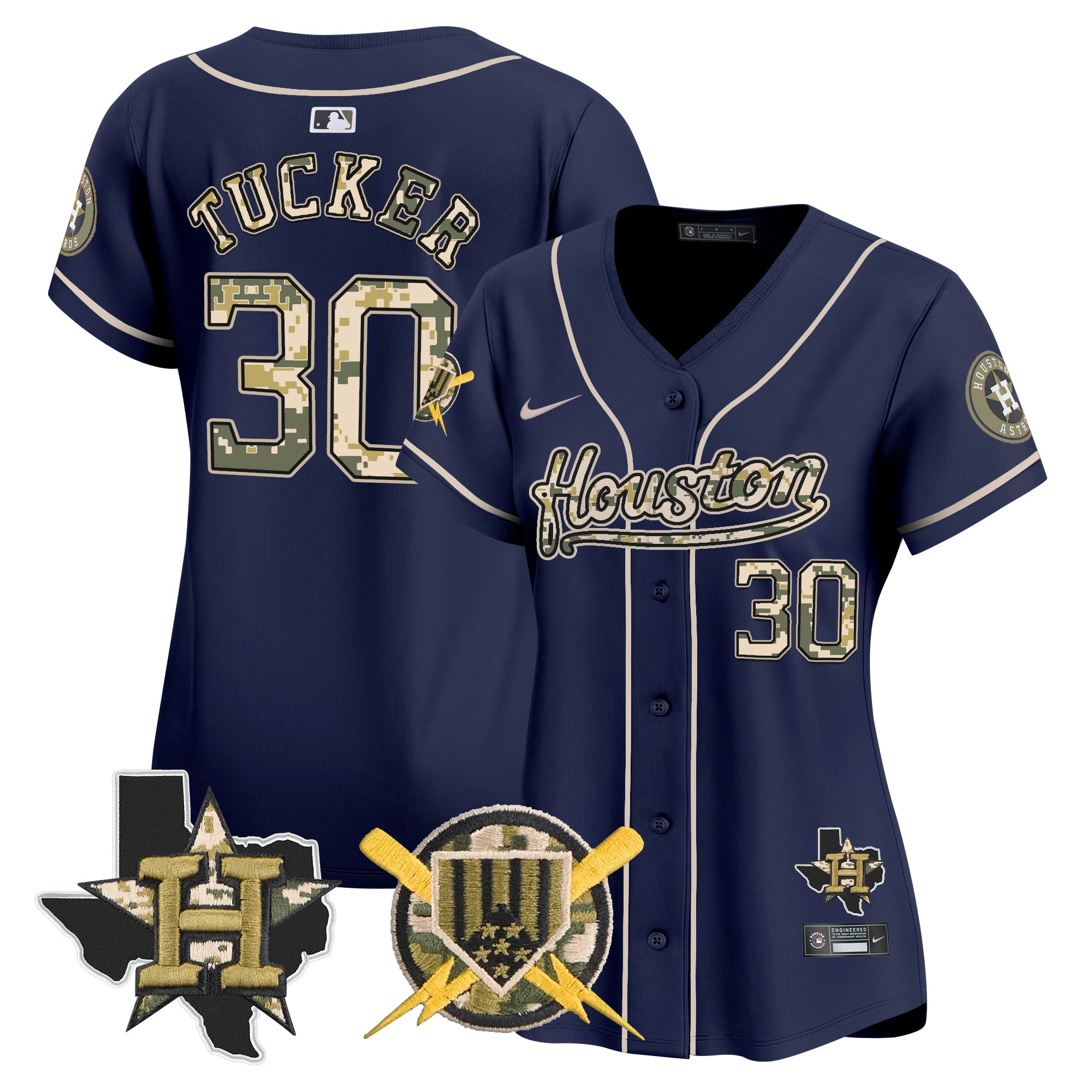 Women's Kyle Tucker Houston Astros Armed Forces Day Vapor Premier Limited Navy Jersey - All Stitched