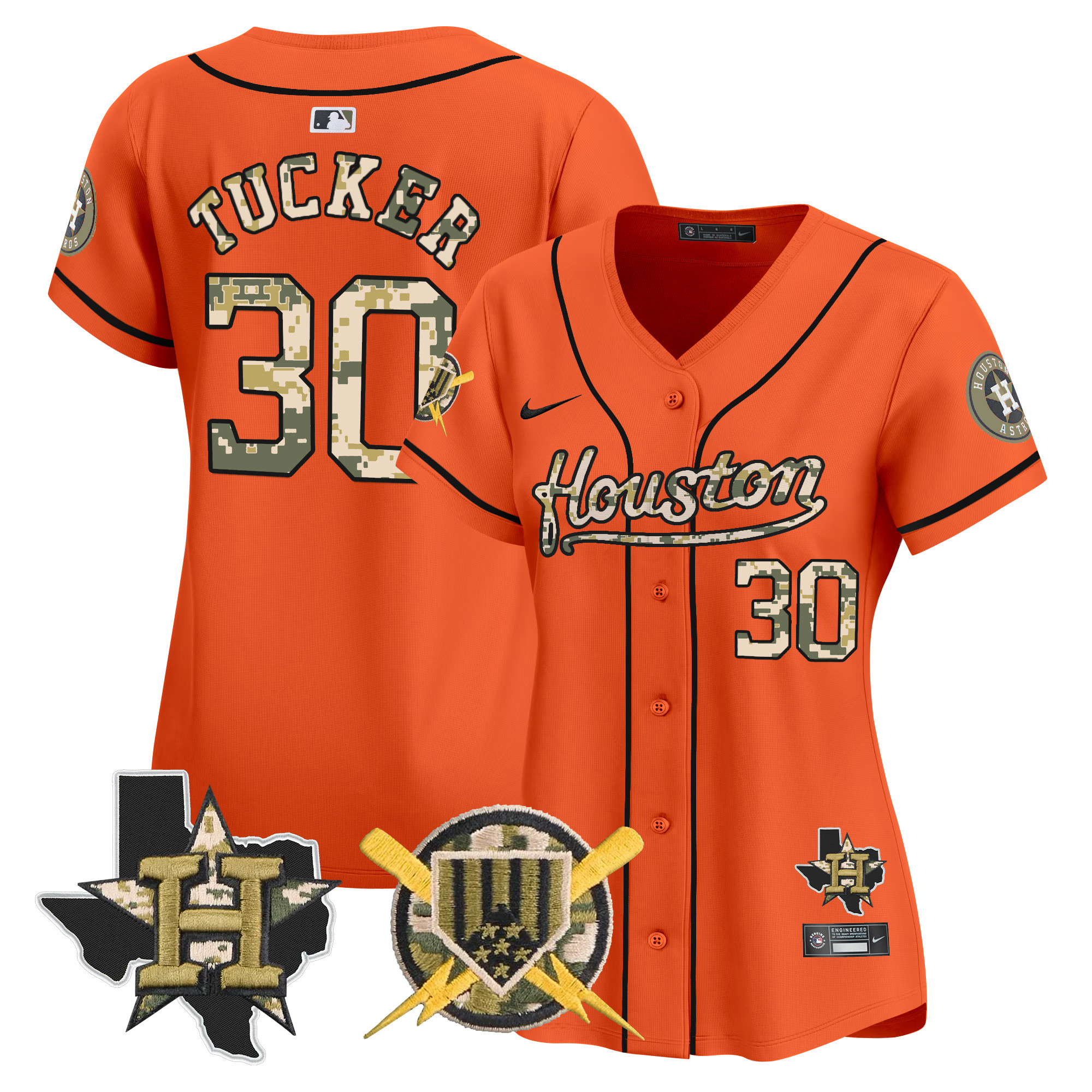 Women's Kyle Tucker Houston Astros Armed Forces Day Vapor Premier Limited Orange Jersey - All Stitched
