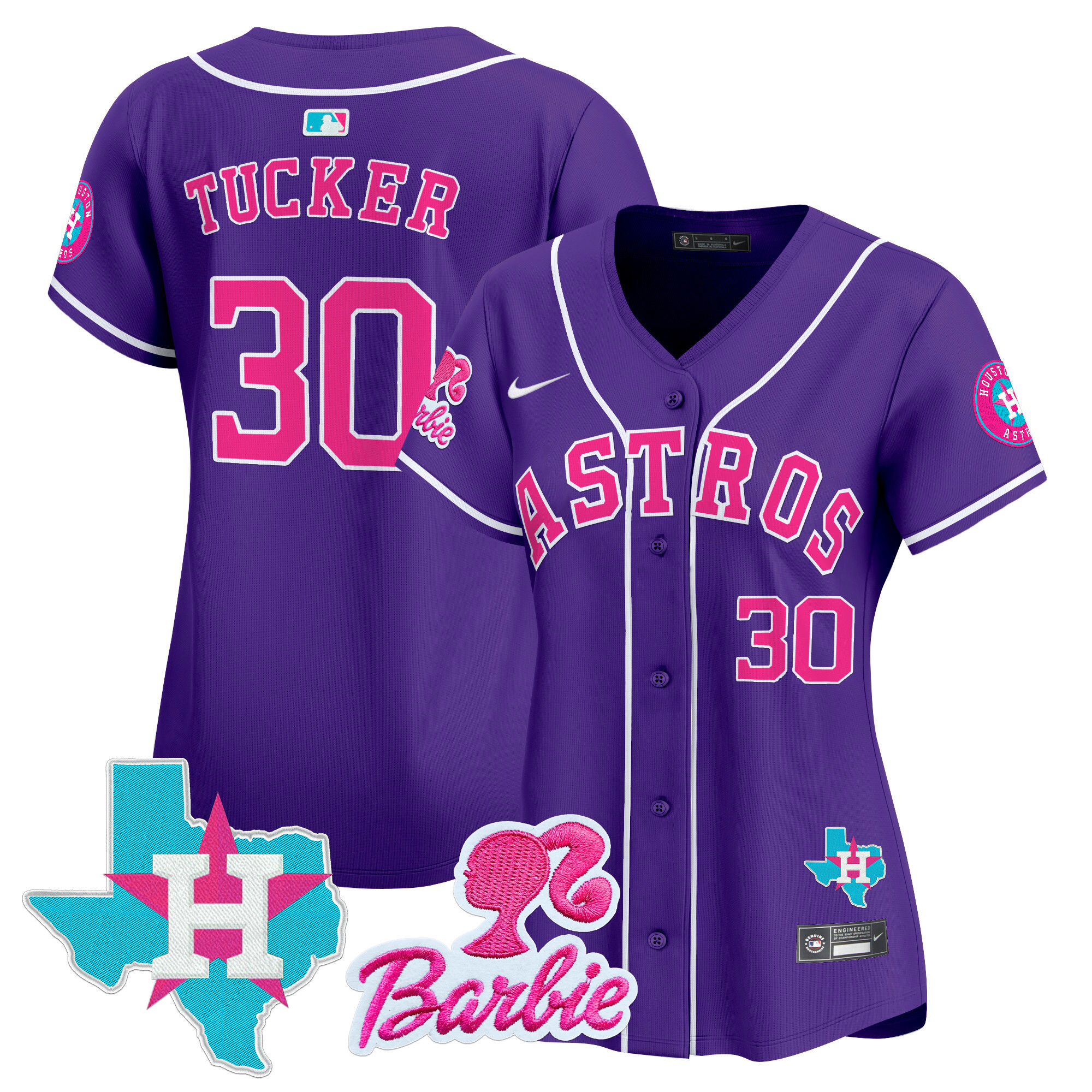 Women's Kyle Tucker Houston Astros Barbie Patch Vapor Premier Limited Purple Jersey - All Stitched