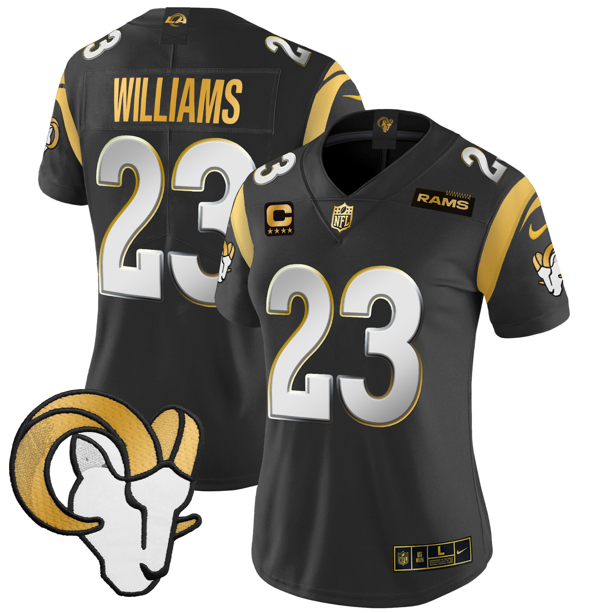 Women's Kyren Williams Los Angeles Rams 2024 Gold Vapor Limited Black Limited Jersey - All Stitched