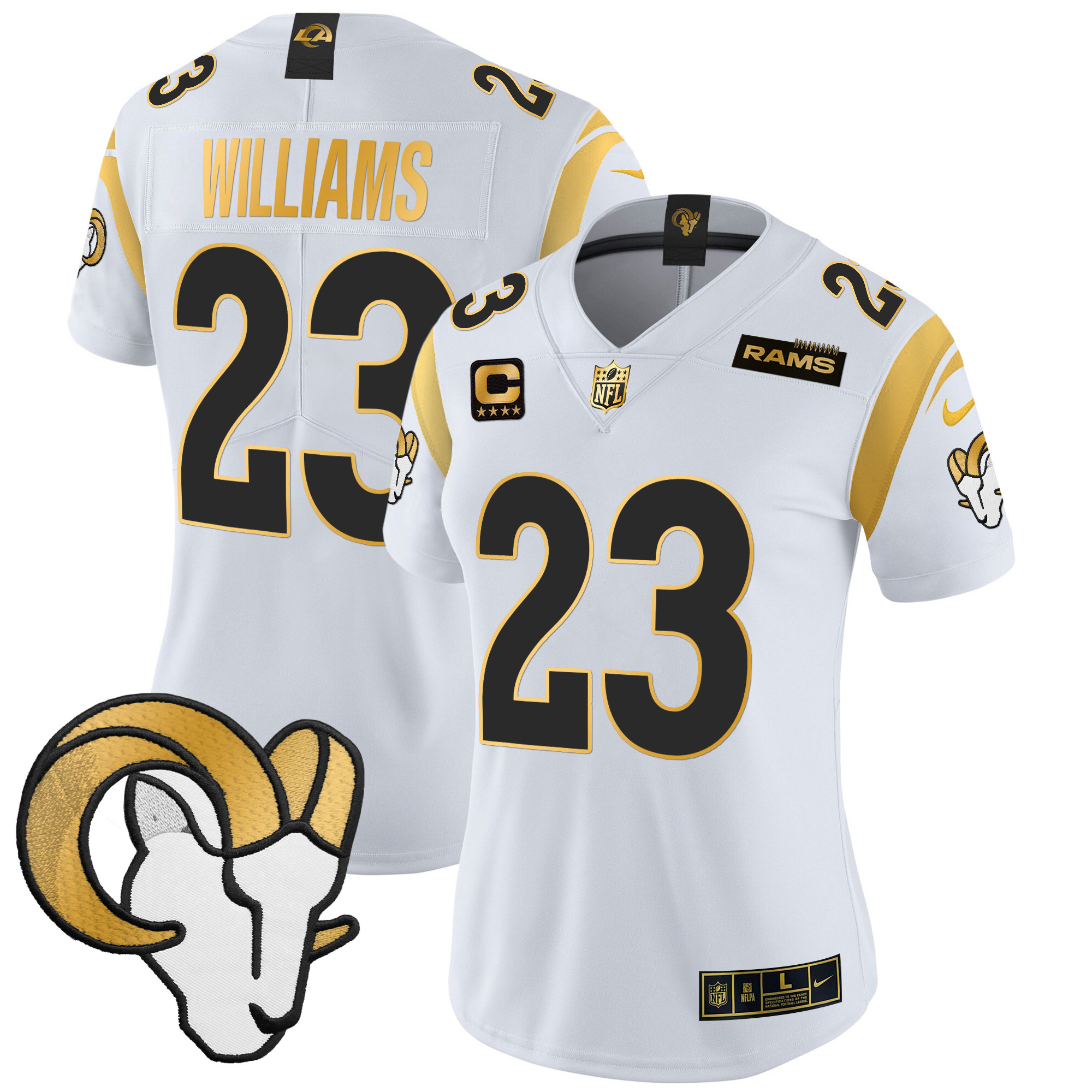Women's Kyren Williams Los Angeles Rams 2024 Gold Vapor Limited White Gold Jersey - All Stitched