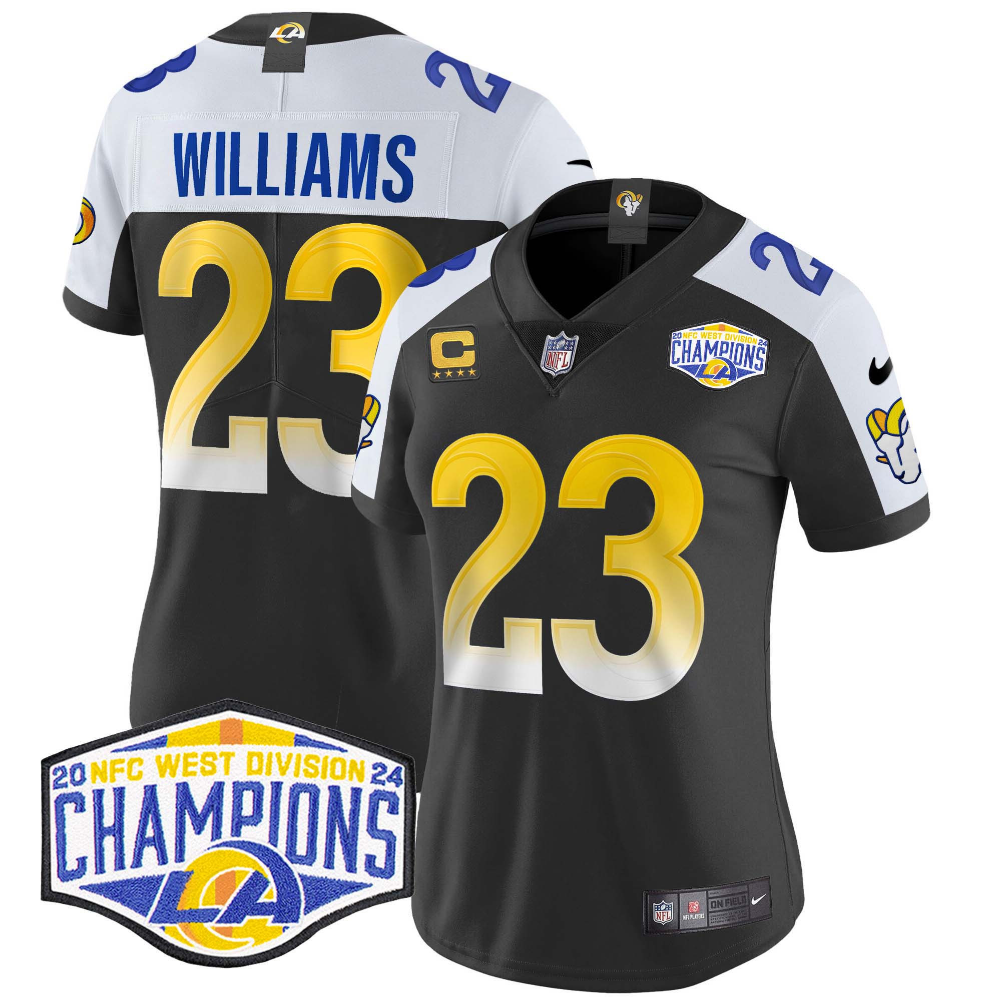 Women's Kyren Williams Los Angeles Rams 2024 NFC West Division Champions Vapor Limited Black Alternate Jersey - All Stitched