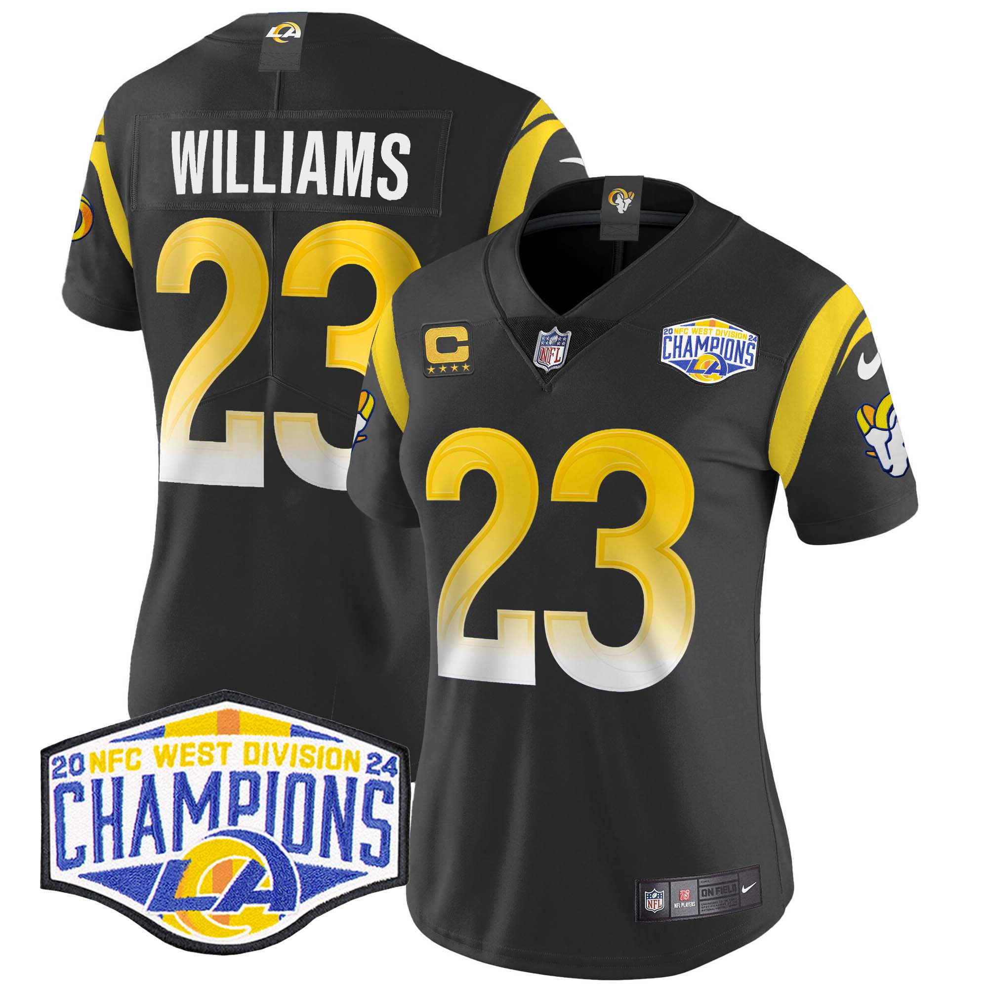 Women's Kyren Williams Los Angeles Rams 2024 NFC West Division Champions Vapor Limited Black Jersey - All Stitched