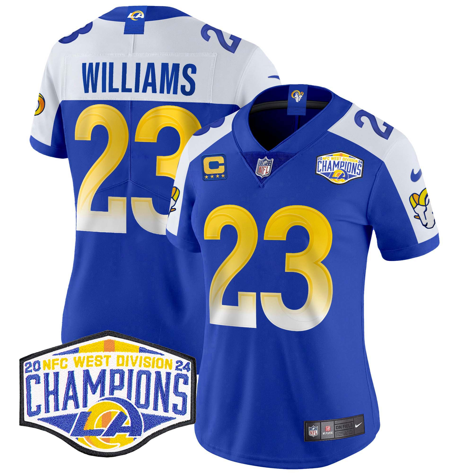 Women's Kyren Williams Los Angeles Rams 2024 NFC West Division Champions Vapor Limited Royal Alternate Jersey - All Stitched