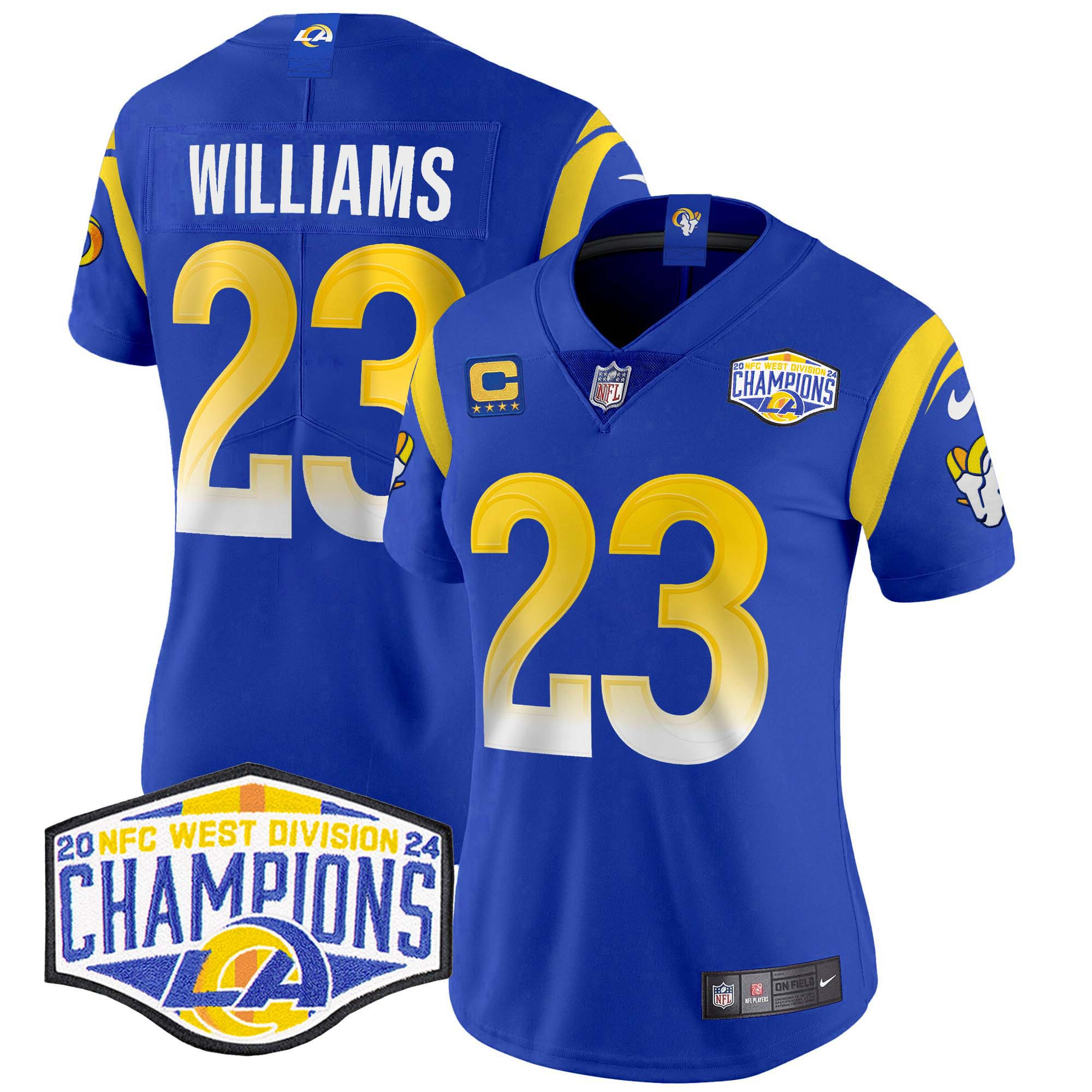 Women's Kyren Williams Los Angeles Rams 2024 NFC West Division Champions Vapor Limited Royal Jersey - All Stitched