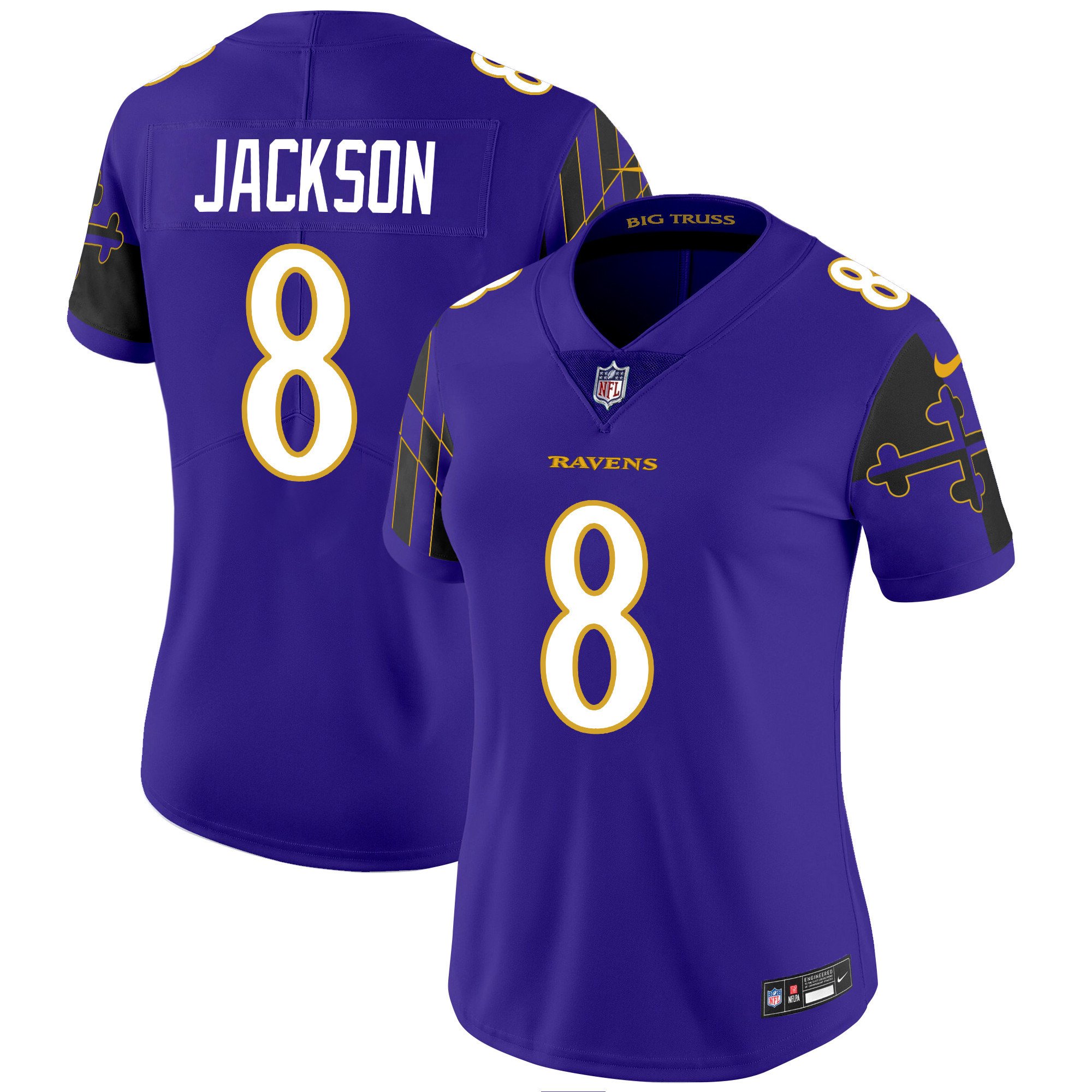 Women's Lamar Jackson Baltimore Ravens Maryland Flag Vapor Limited Purple Jersey - All Stitched
