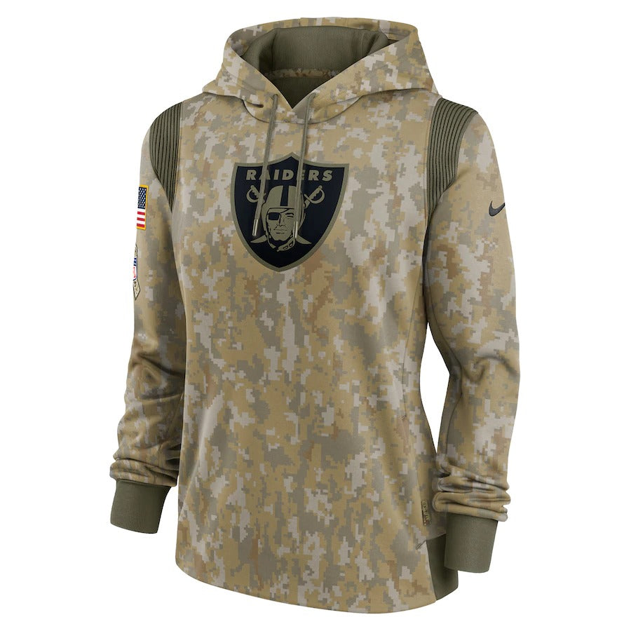 Women’s Las Vegas Raiders Nike Olive 2021 Salute To Service Therma Performance Pullover Hoodie