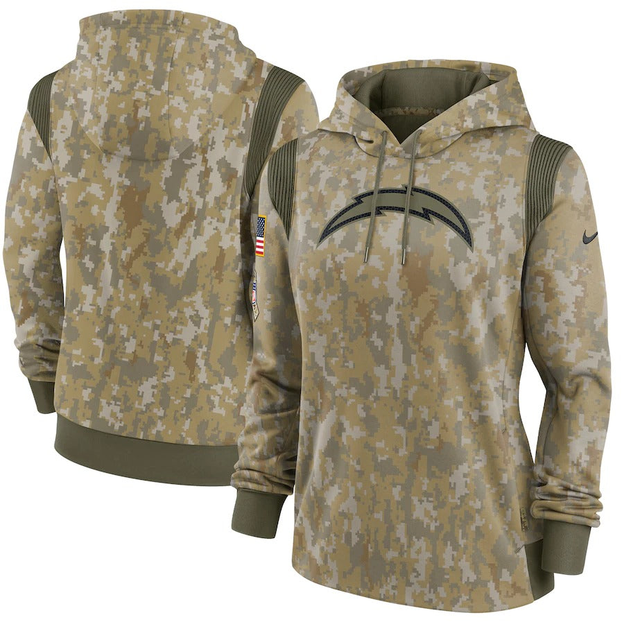 Women’s Los Angeles C.h.a.r.g.e.r.s Nike Olive 2021 Salute To Service Therma Performance Pullover Hoodie