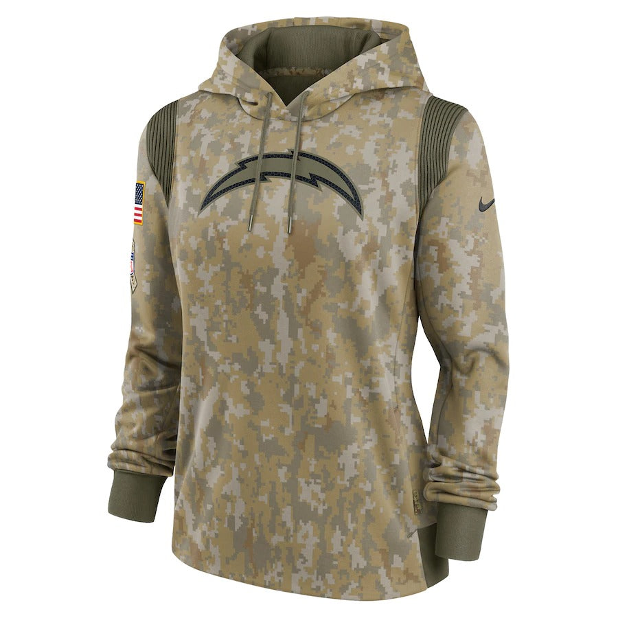 Women’s Los Angeles C.h.a.r.g.e.r.s Nike Olive 2021 Salute To Service Therma Performance Pullover Hoodie
