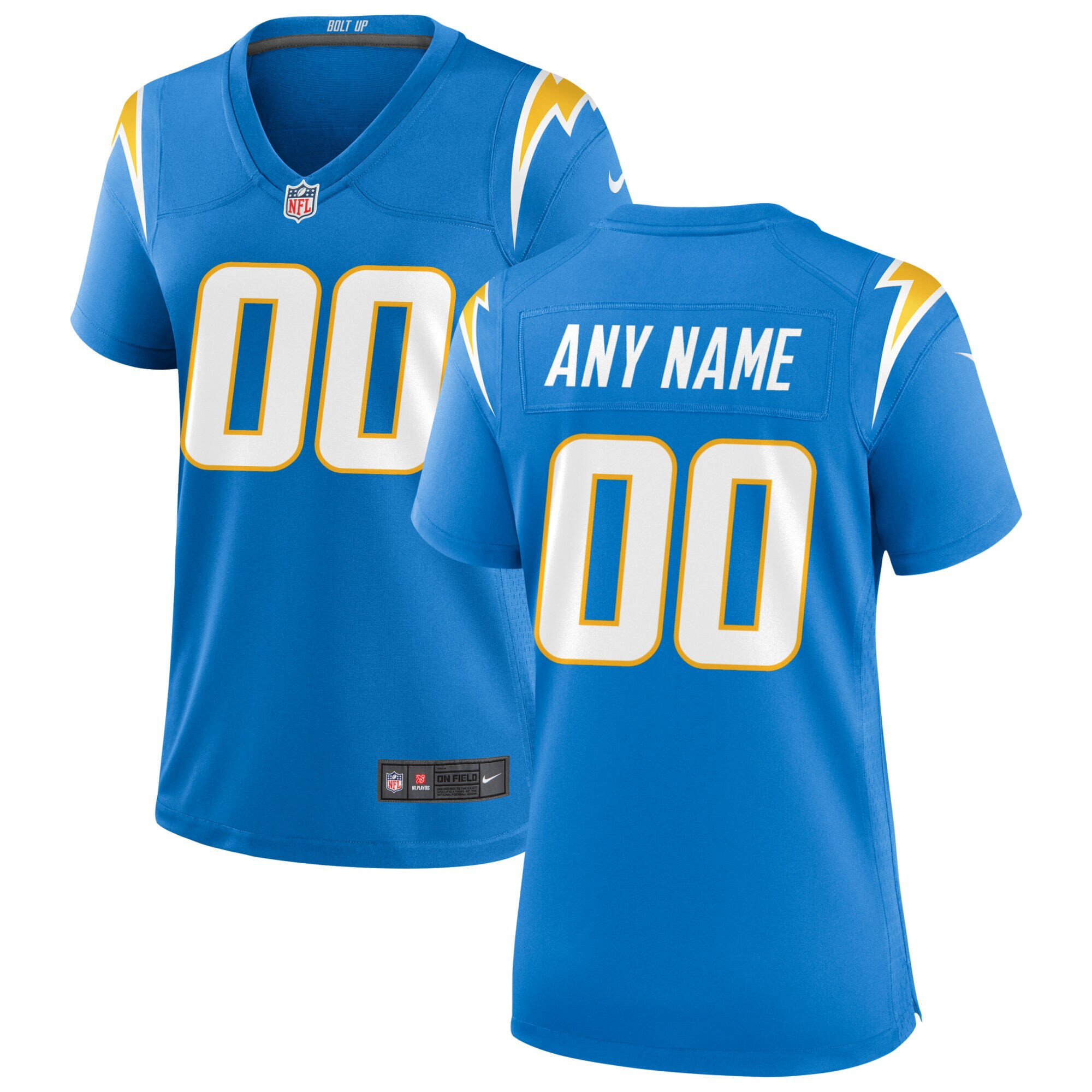 Women's Los Angeles Chargers Powder Blue Custom Game Jersey - All Stitched