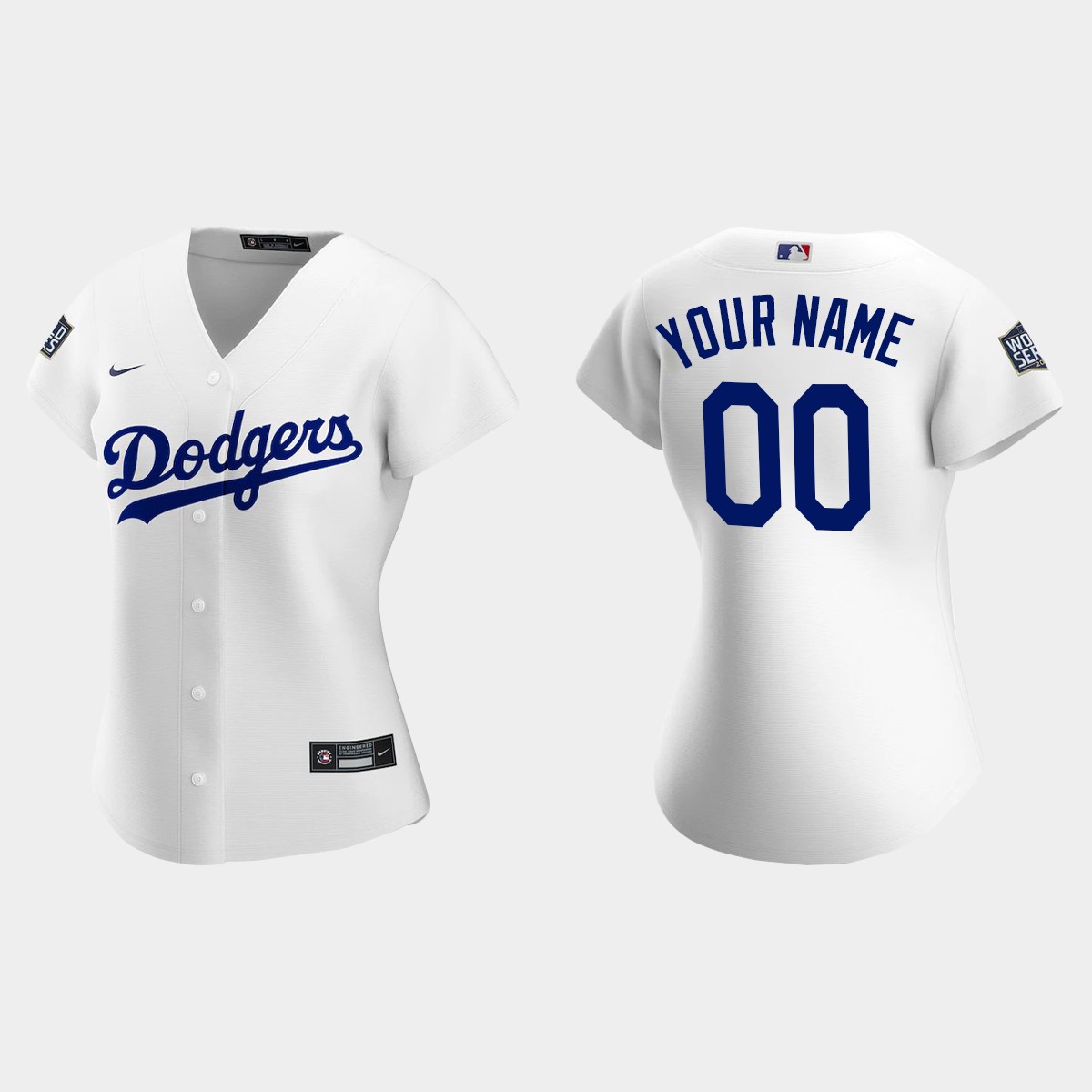 Women's Los Angeles Dodgers #00 Custom 2020 World Series Home Jersey - White