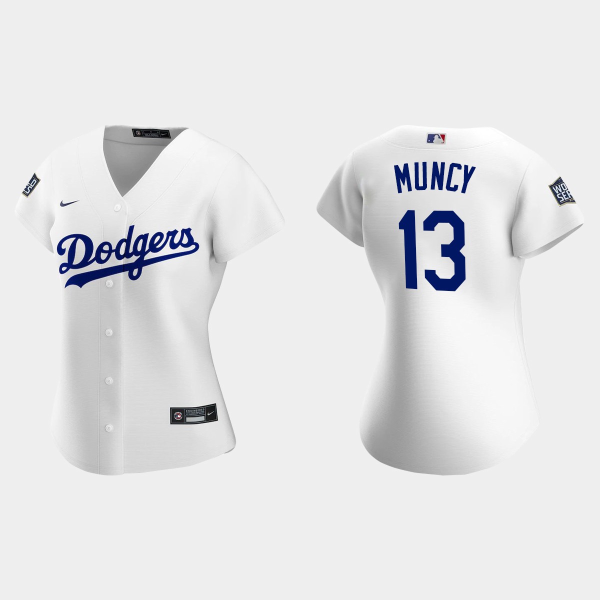 Women's Los Angeles Dodgers #13 Max Muncy 2020 World Series Home Jersey - White
