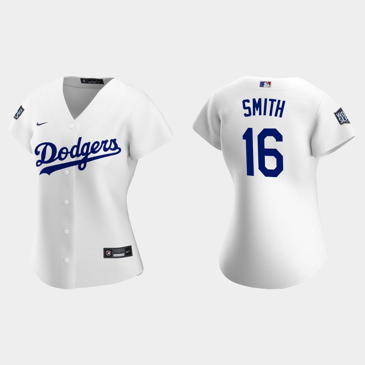 Women's Los Angeles Dodgers #16 Will Smith 2020 World Series Home Jersey - White