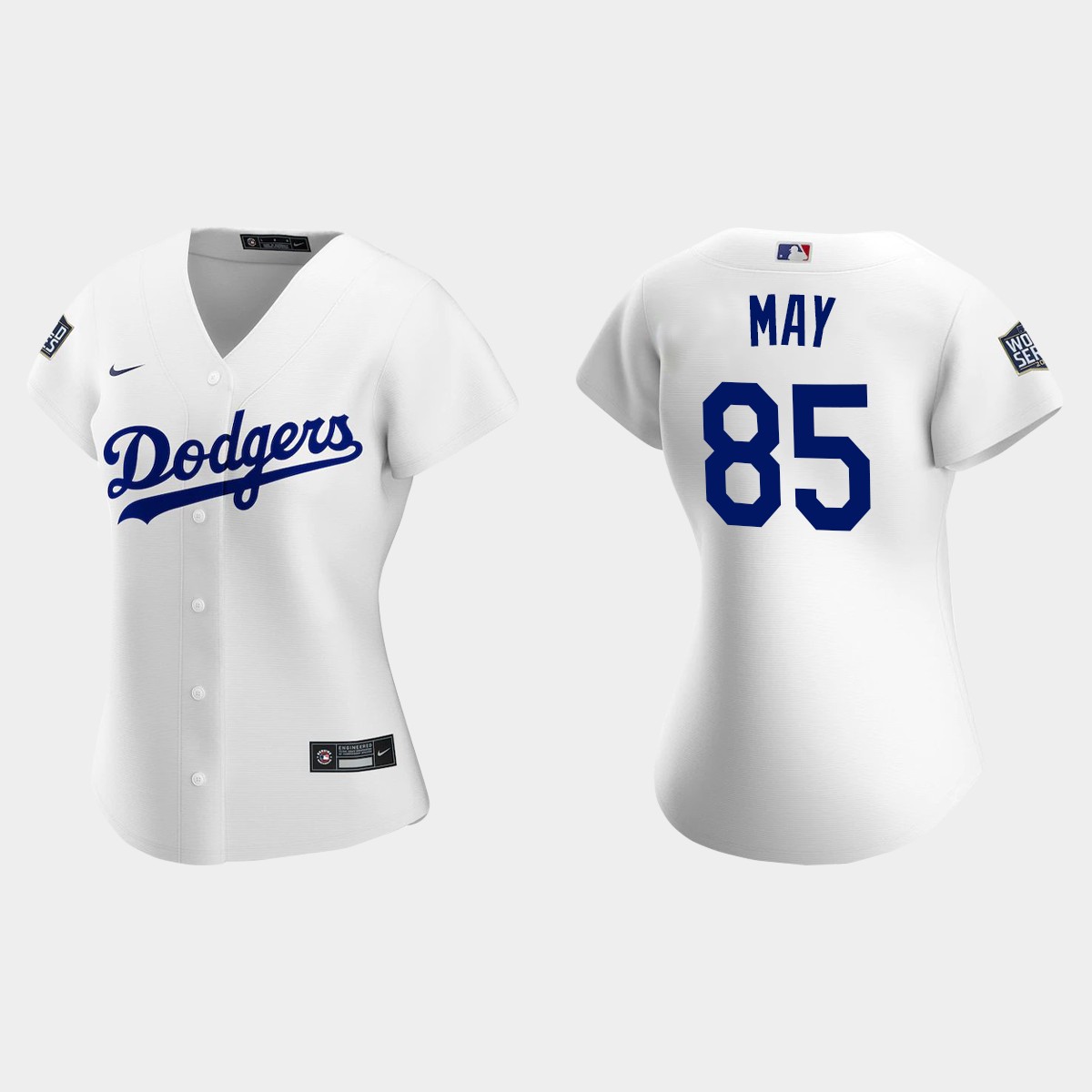 Women's Los Angeles Dodgers #85 Dustin May 2020 World Series Home Jersey - White