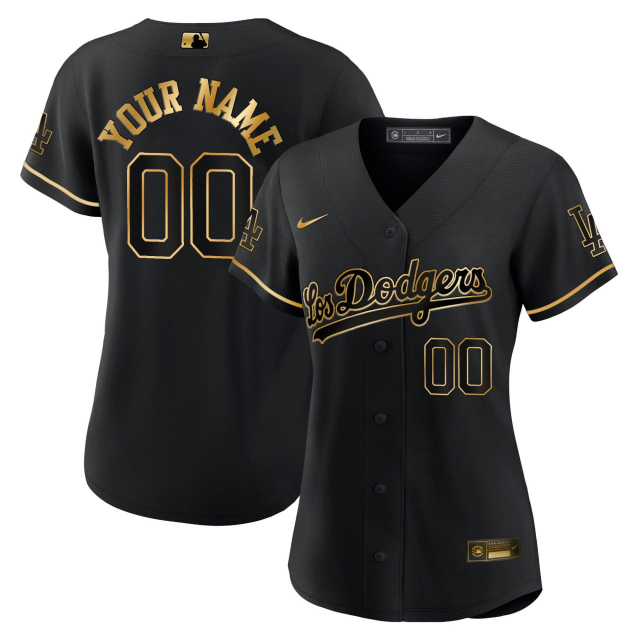 Women's Los Angeles Dodgers Black Gold Custom Black Limited Jersey - All Stitched